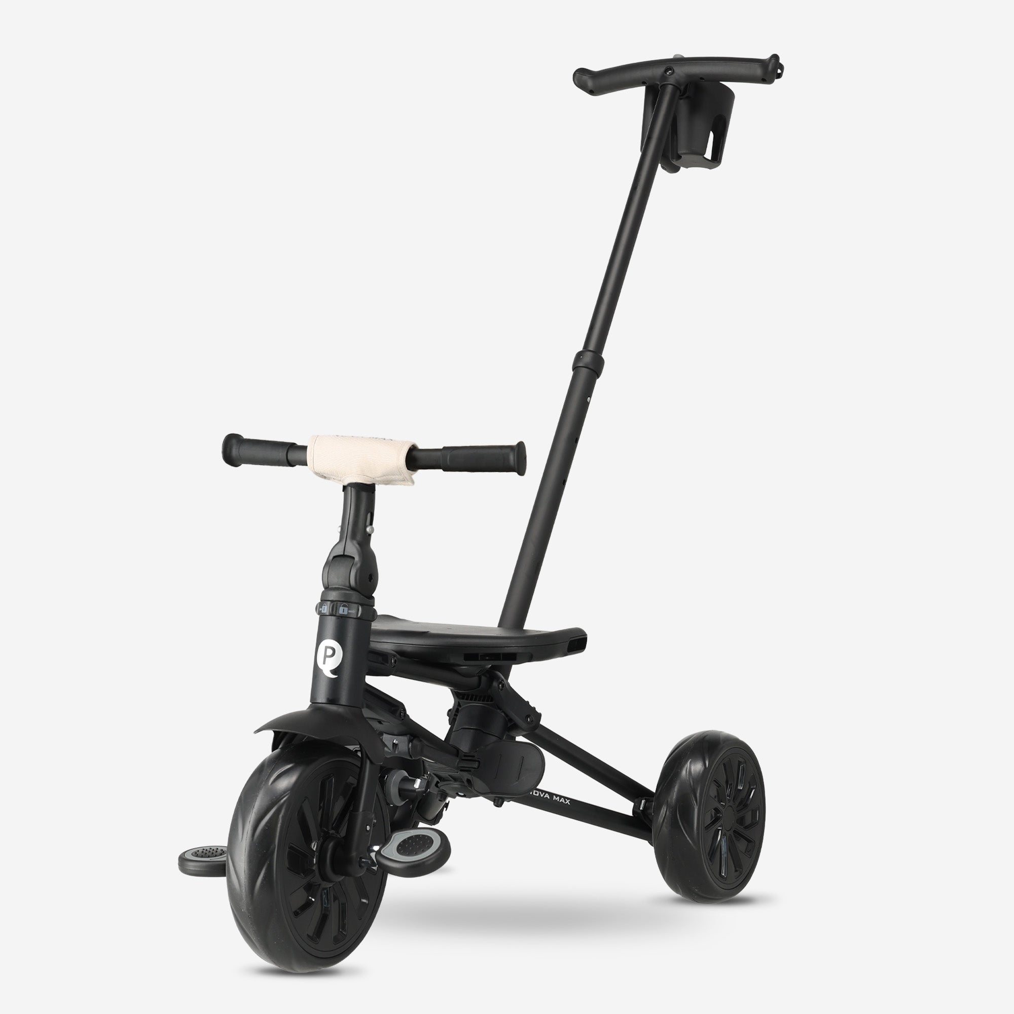 Qplay Nova Max Driewieler met Duwstang - Opvouwbare Peuterfiets - 5-in-1 - Beige