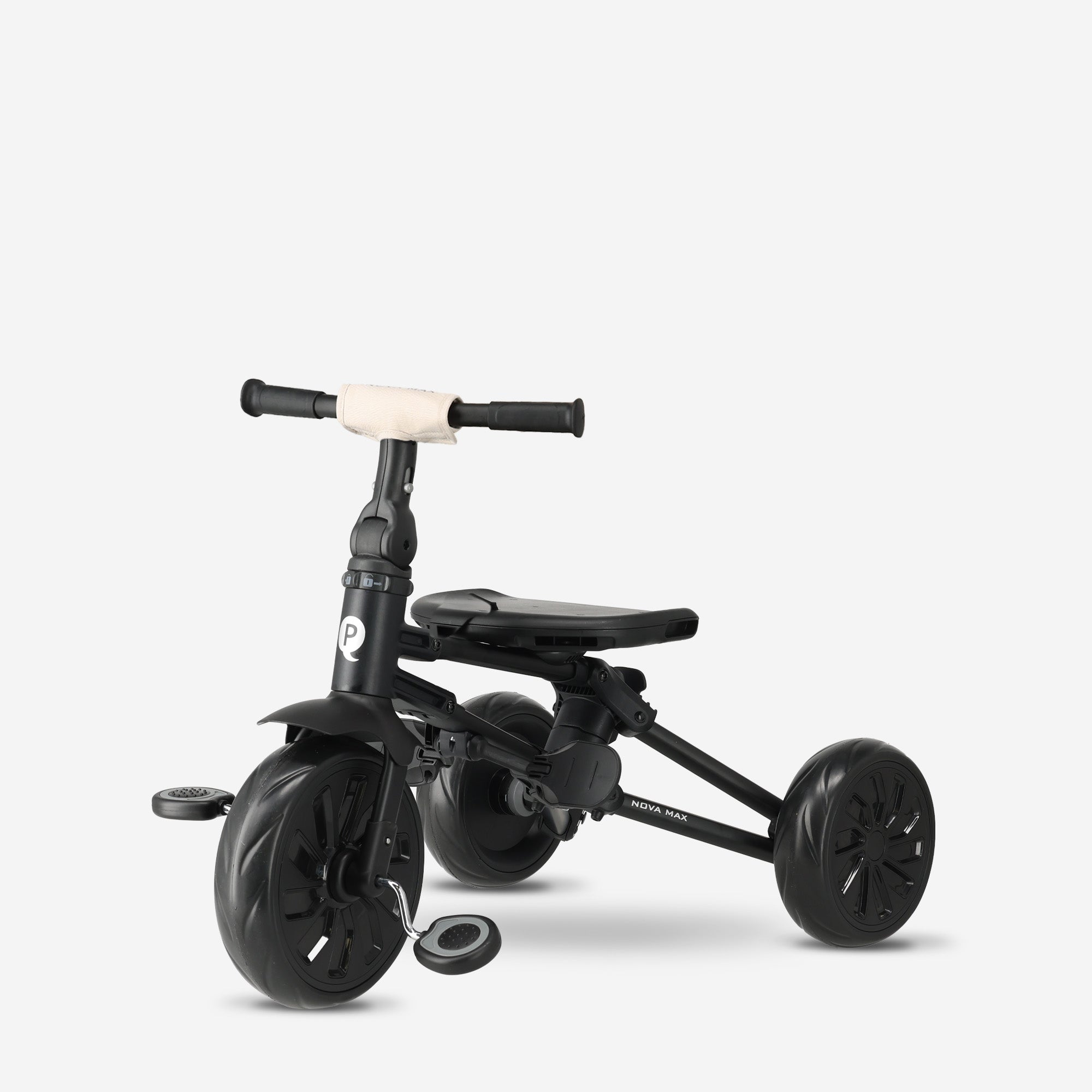 Qplay Nova Max Driewieler met Duwstang - Opvouwbare Peuterfiets - 5-in-1 - Beige