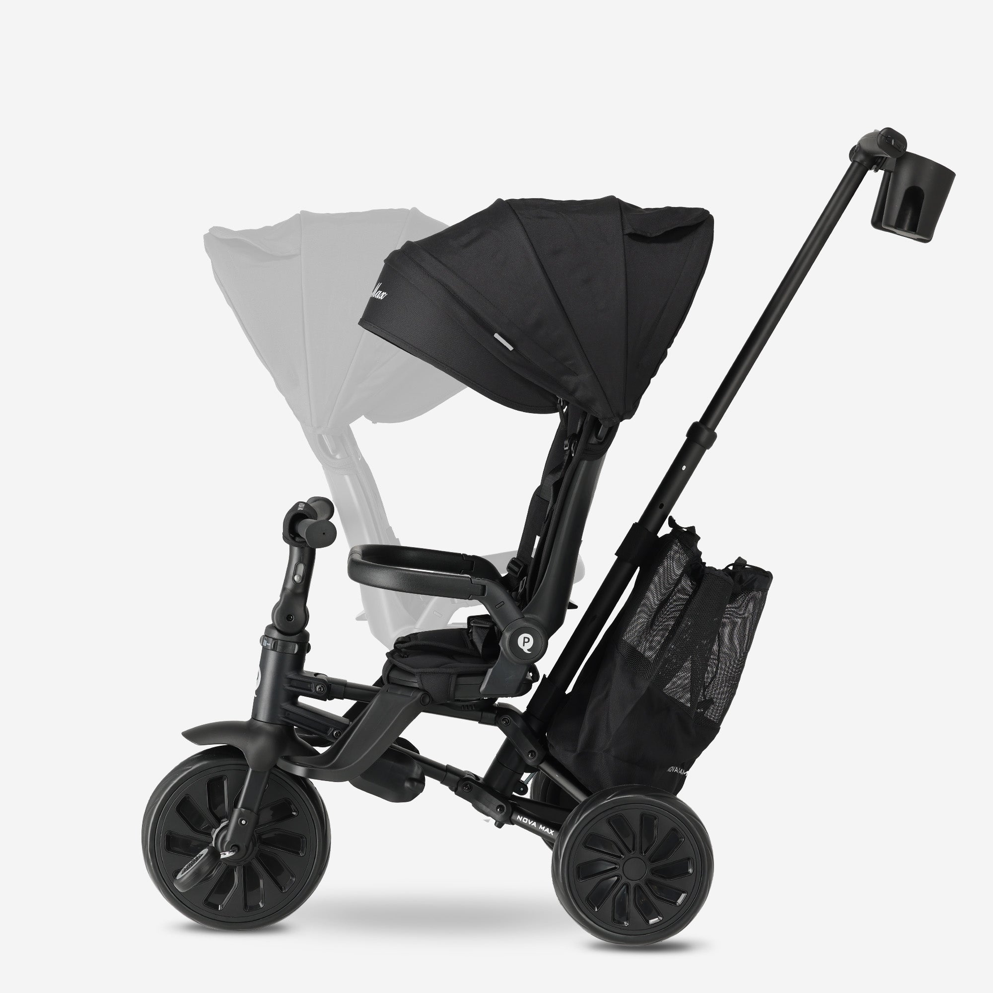 Qplay Nova Max Driewieler met Duwstang - Opvouwbare Peuterfiets - 5-in-1 - Zwart