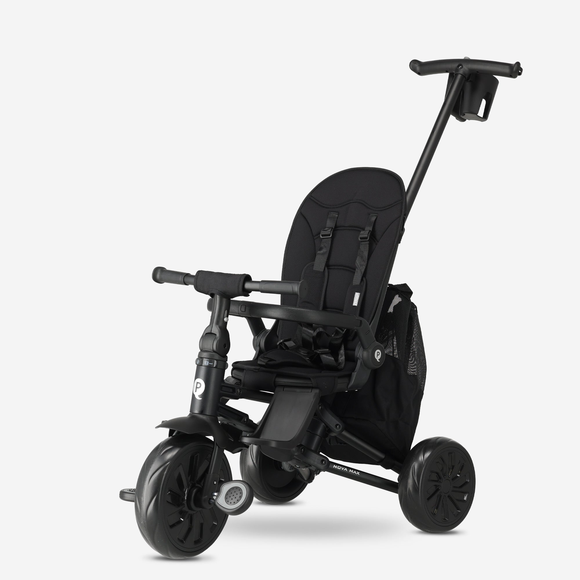 Qplay Nova Max Driewieler met Duwstang - Opvouwbare Peuterfiets - 5-in-1 - Zwart