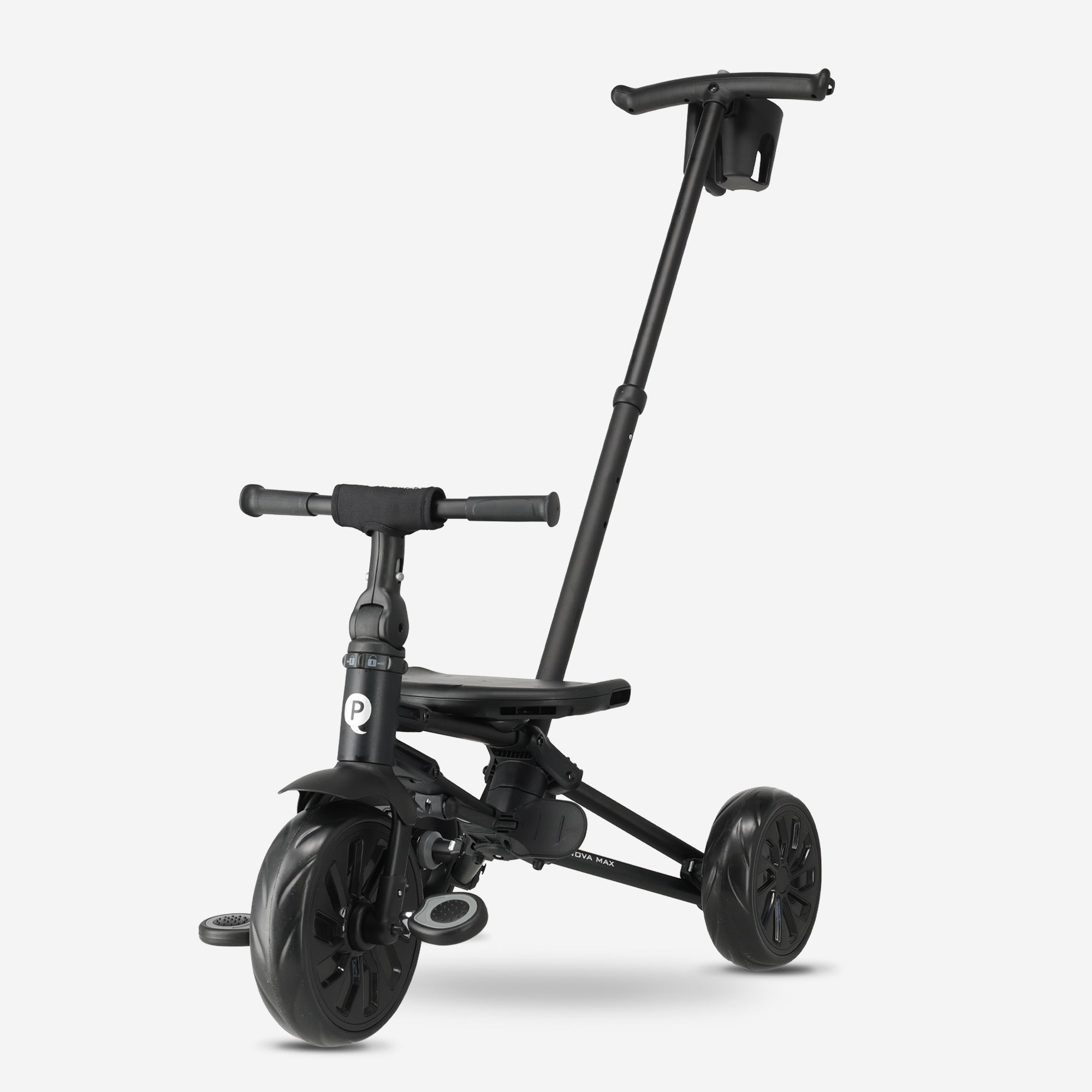 Qplay Nova Max Driewieler met Duwstang - Opvouwbare Peuterfiets - 5-in-1 - Zwart