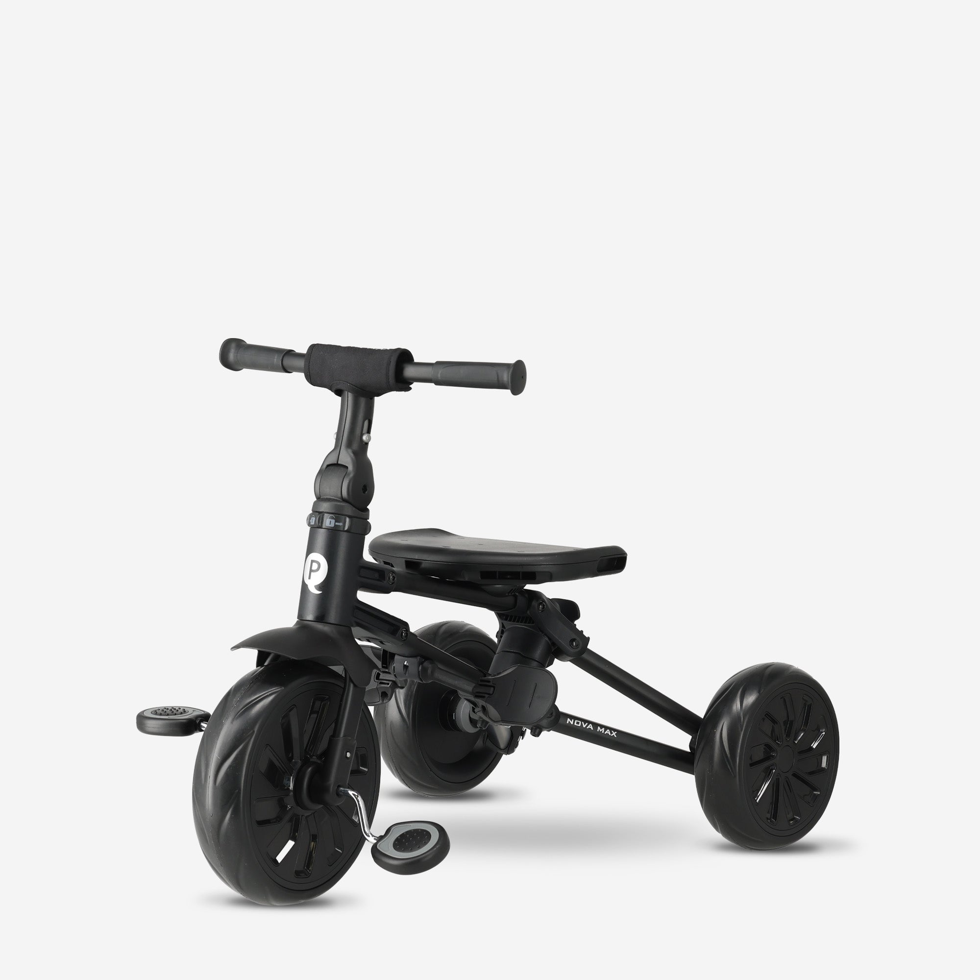 Qplay Nova Max Driewieler met Duwstang - Opvouwbare Peuterfiets - 5-in-1 - Zwart