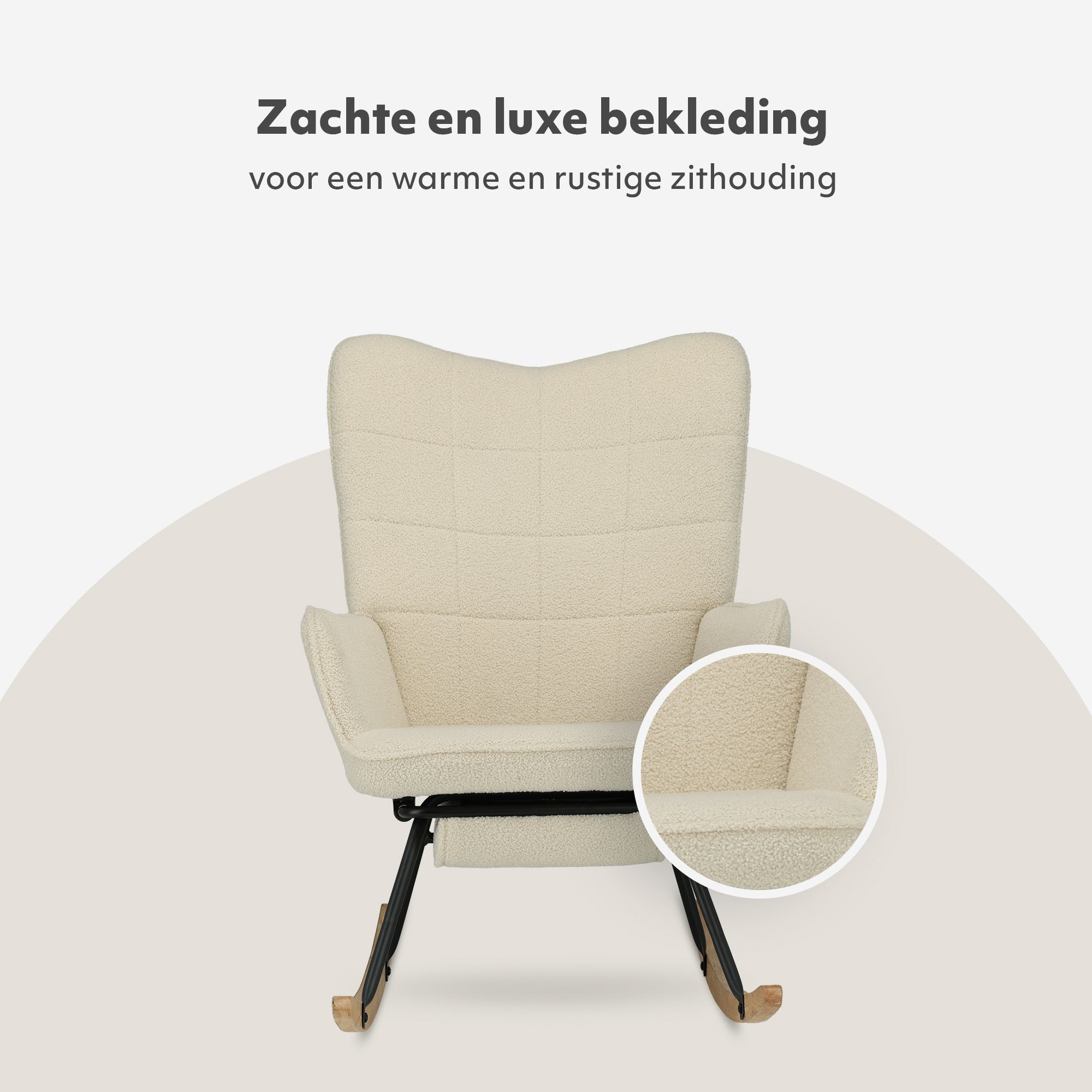 Mooiys Verzorgingsstoel - Schommelstoel - Relaxstoel babykamer - Voedingsstoel - Cremé