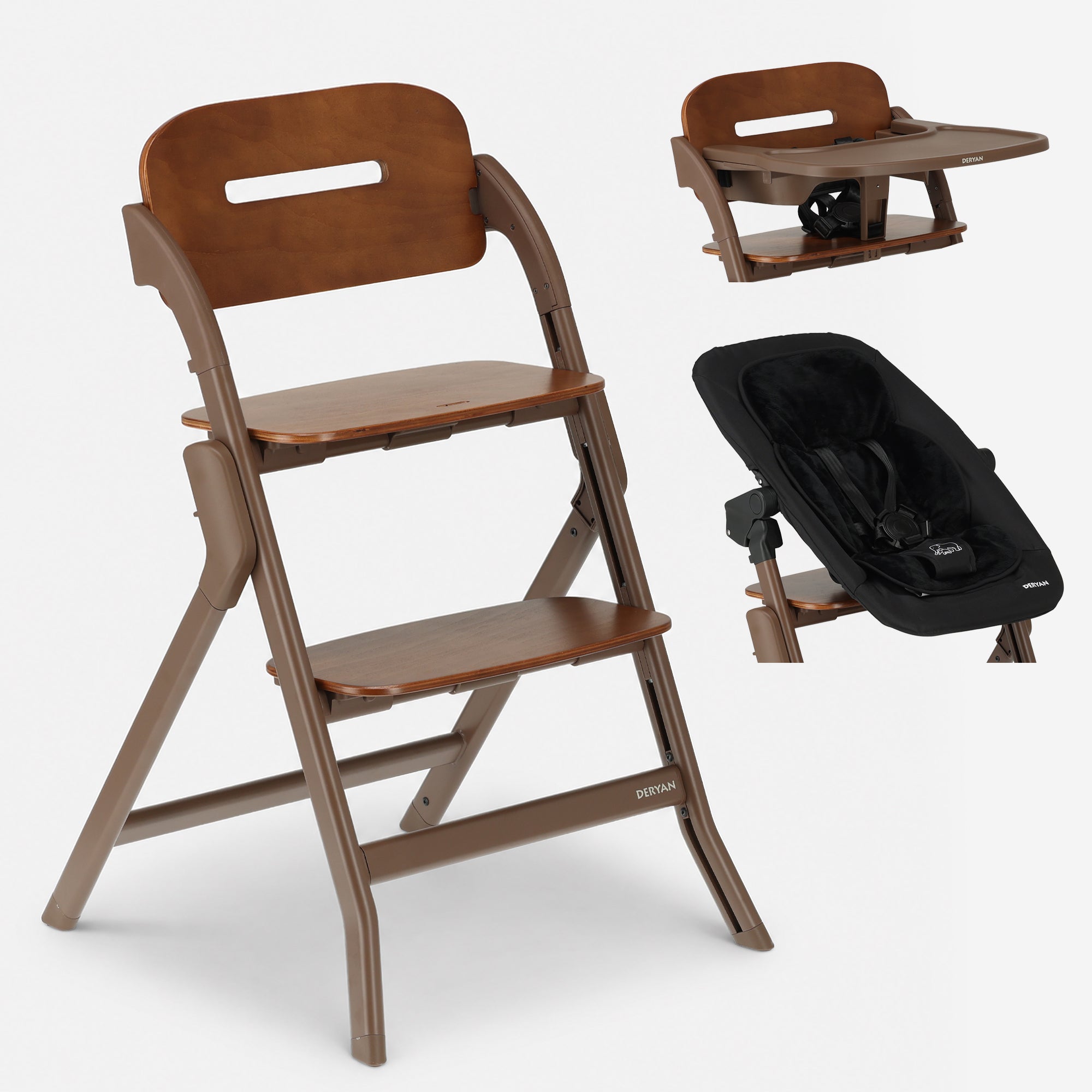Oak Luxe Kinderstoel met Bouncer - Donkerbruin