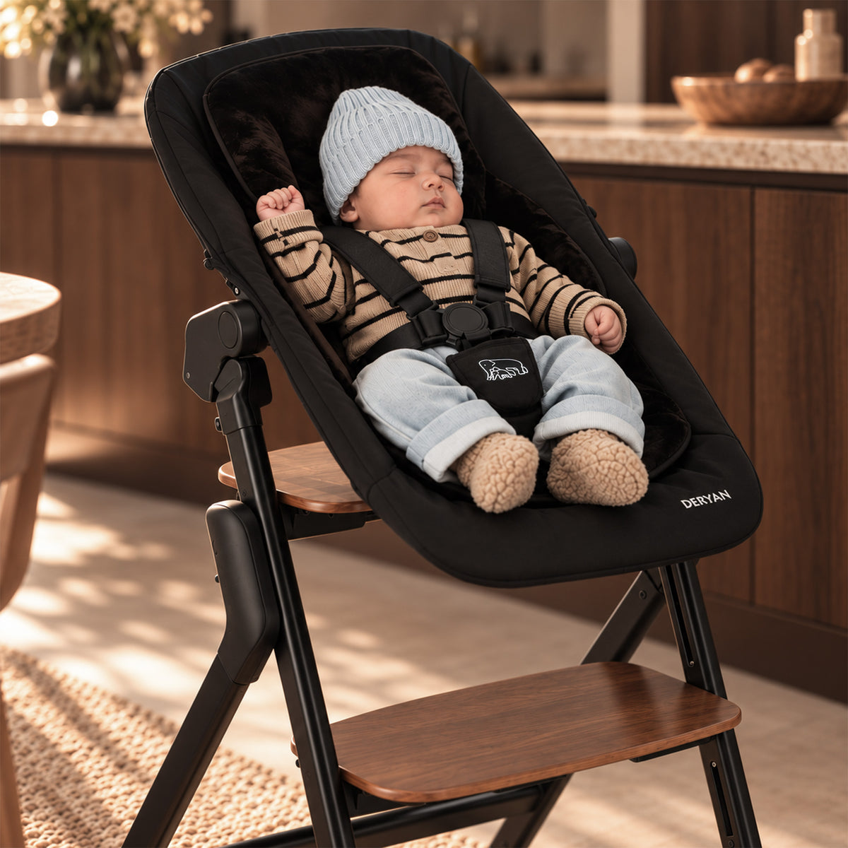 Oak Luxe Kinderstoel met Bouncer - Zwart