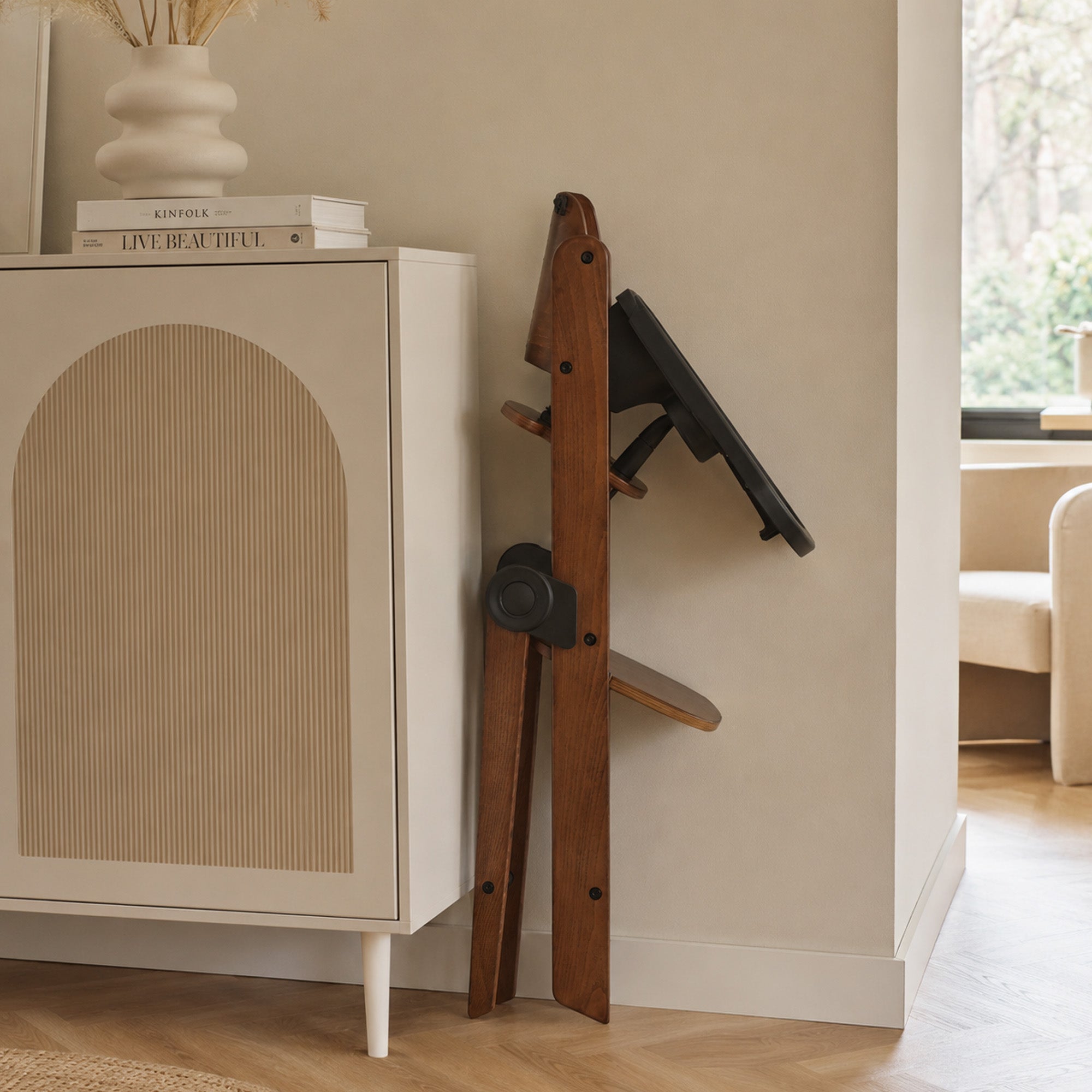 Odin Luxe Houten Meegroeistoel Kinderstoel met Bouncer - Inclusief Eetblad - Verstelbare Kinderstoel - Wood/Zwart