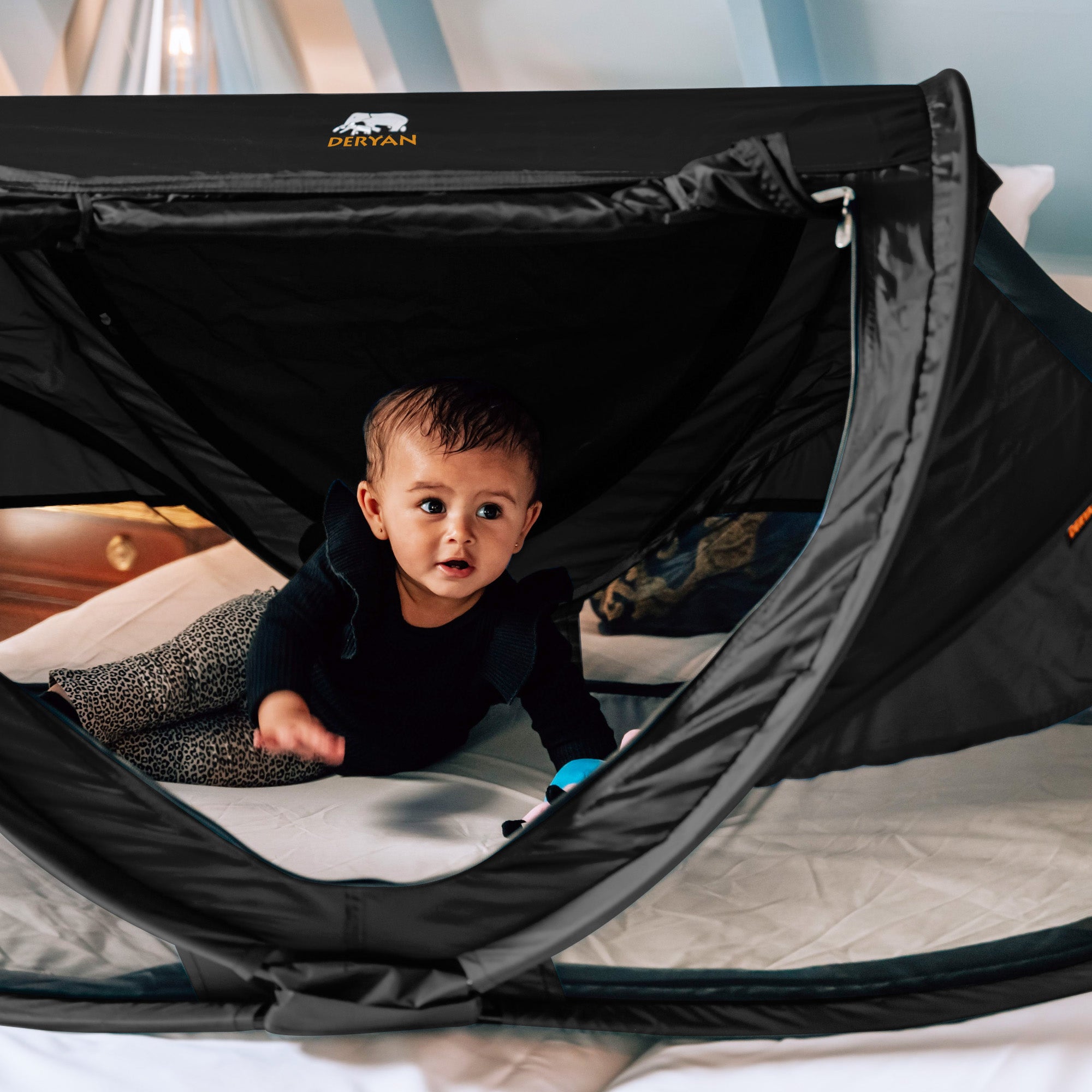 Deryan Peuter Luxe Campingbedje – Inclusief zelfopblaasbare matras - Black