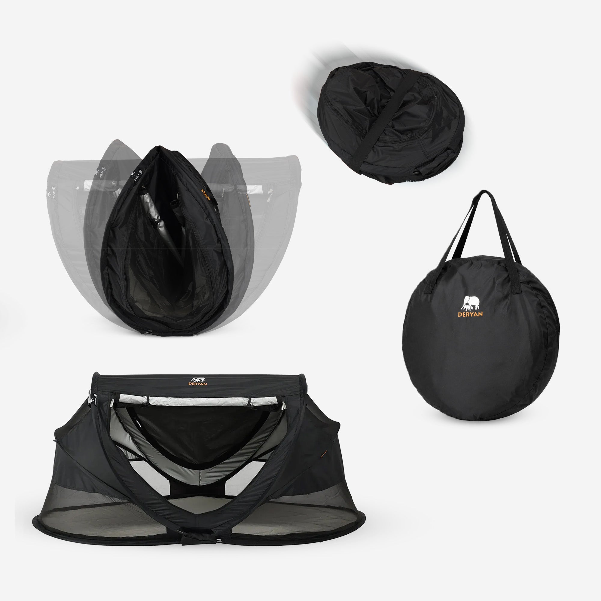 Deryan Peuter Luxe Campingbedje – Inclusief zelfopblaasbare matras - Black