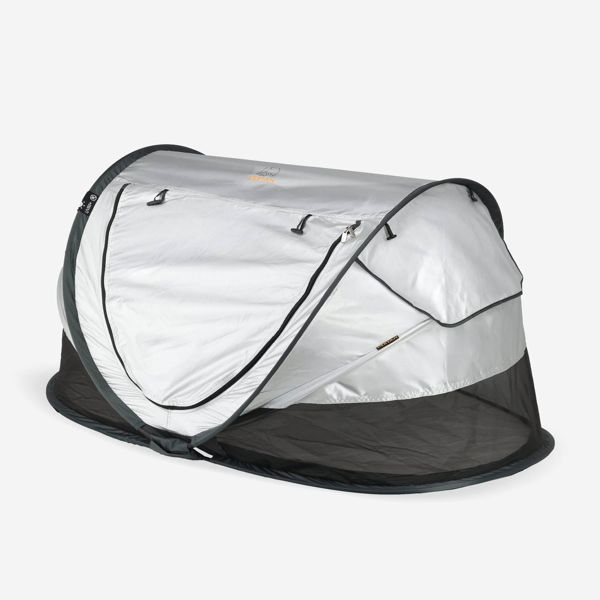Deryan Peuter Luxe Campingbedje – Inclusief zelfopblaasbare matras - Silver