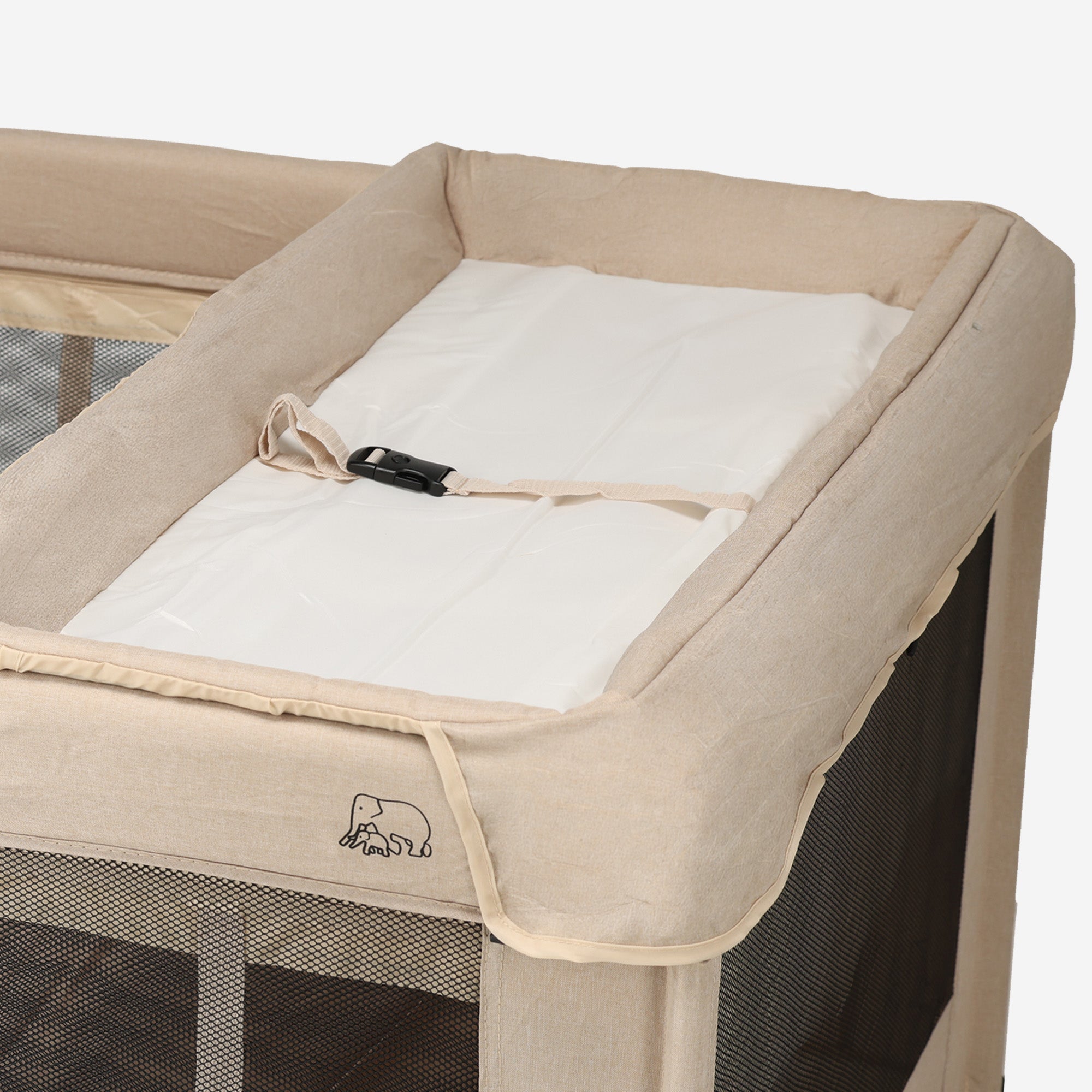 Inklapbare Kinderbox 100x100 cm - Met Verschoonblad - Nougat