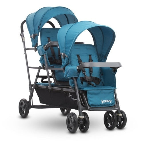 Joovy Big Caboose Graphite - Triple Kinderwagen - drie kinderen wandelwagen - turquoise (Outlet)