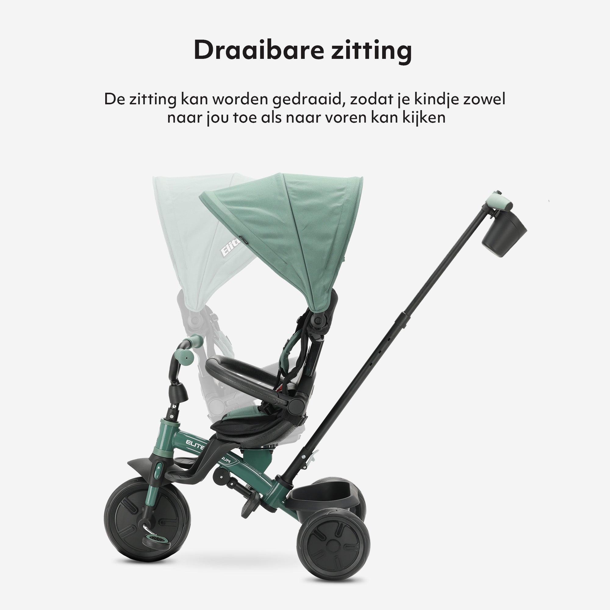 Qplay luxe Driewieler met duwstang - Groen