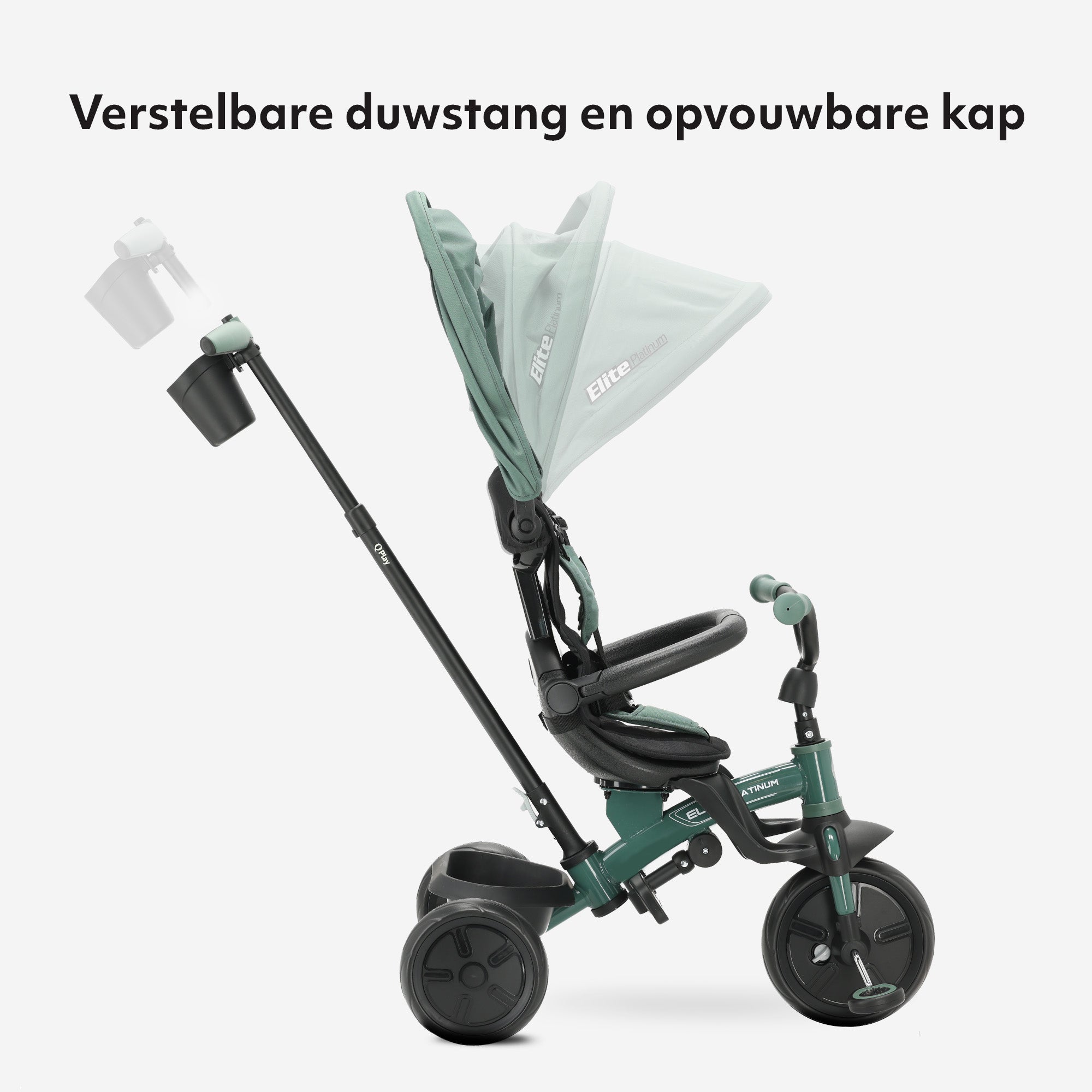 Qplay luxe Driewieler met duwstang - Groen