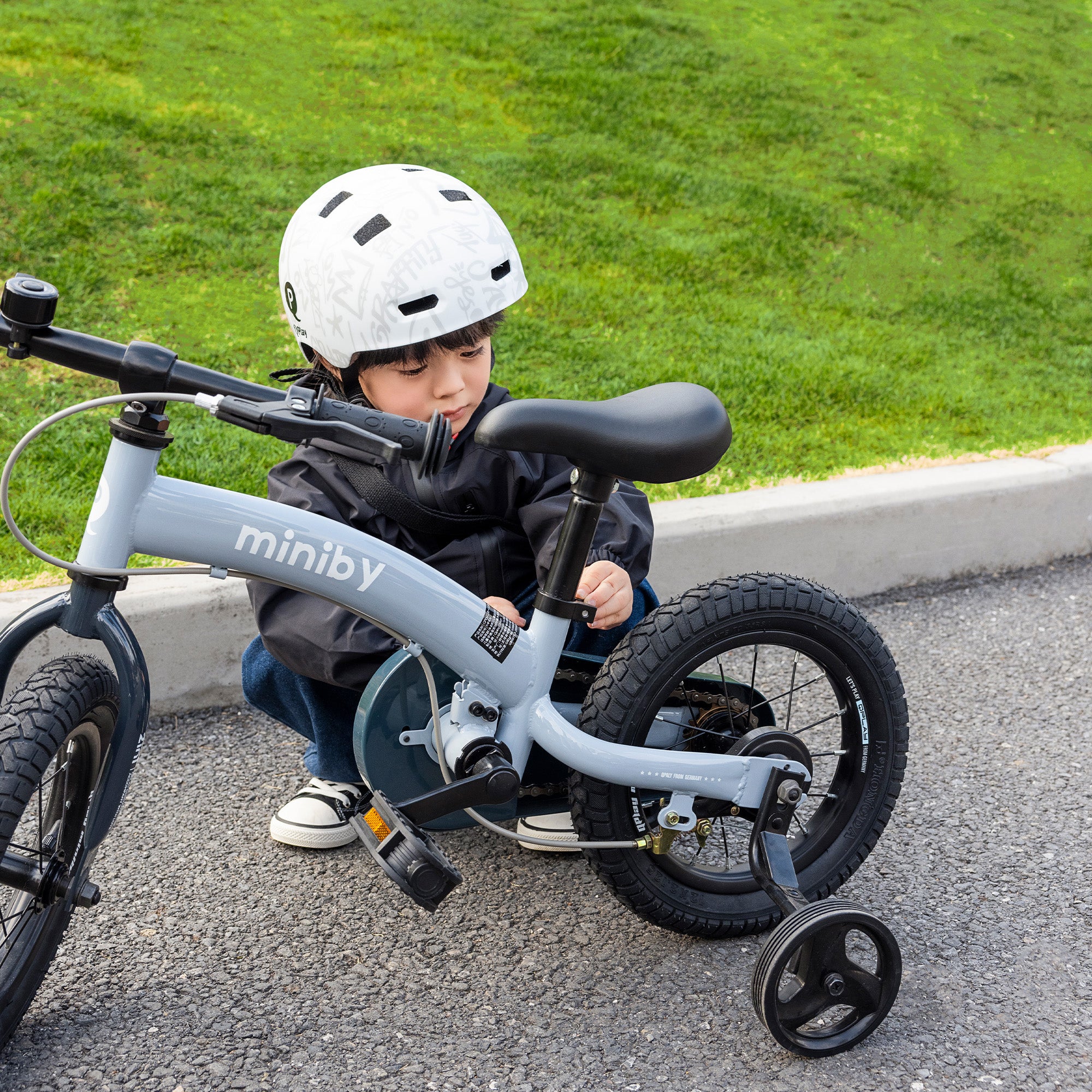 Qplay Miniby Kinderfahrrad 14 Zoll - 3 in 1 - Balance Fahrrad - Blau