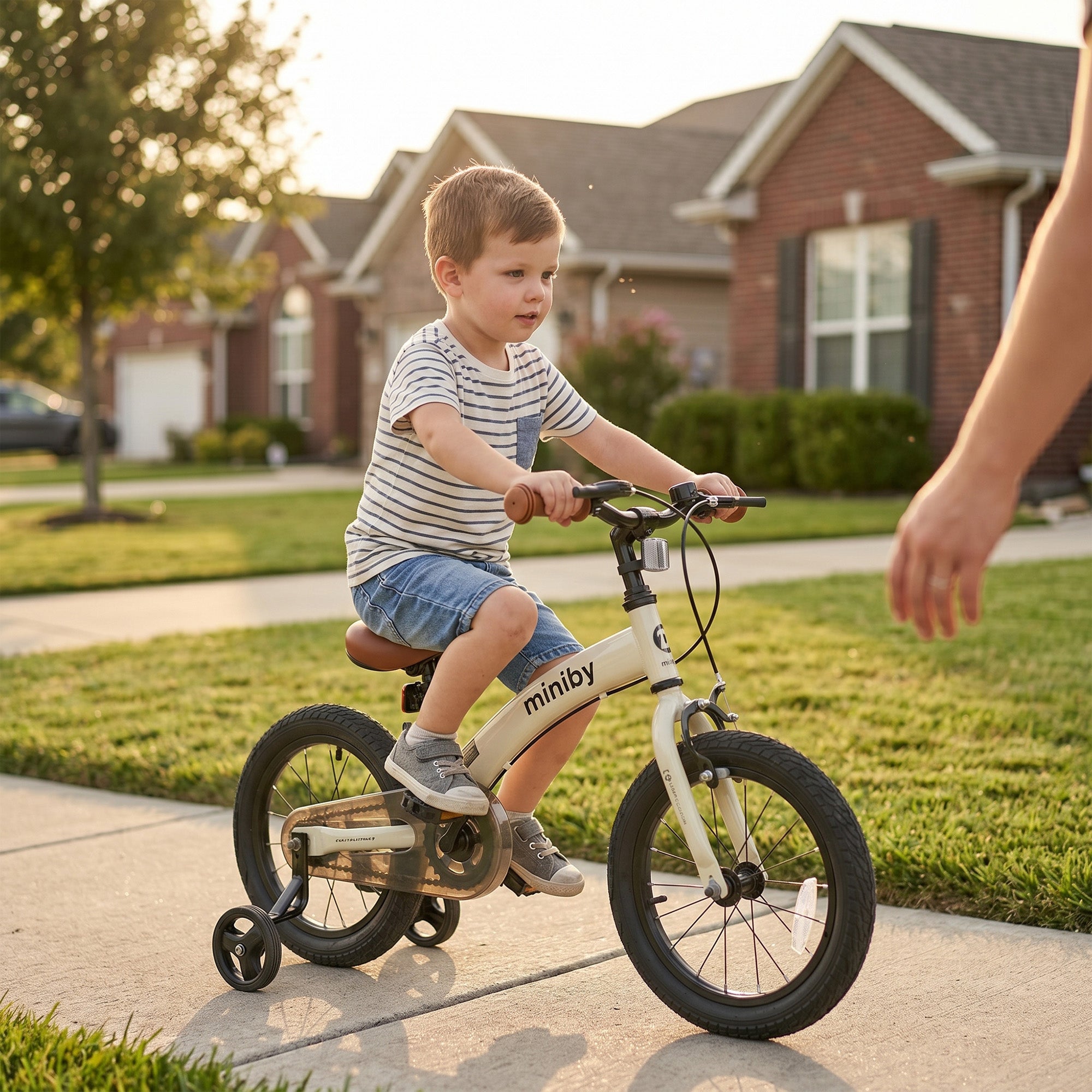 Qplay Miniby Vélo pour enfants 14 pouces - 3 en 1 - vélo d'équilibre - Crème