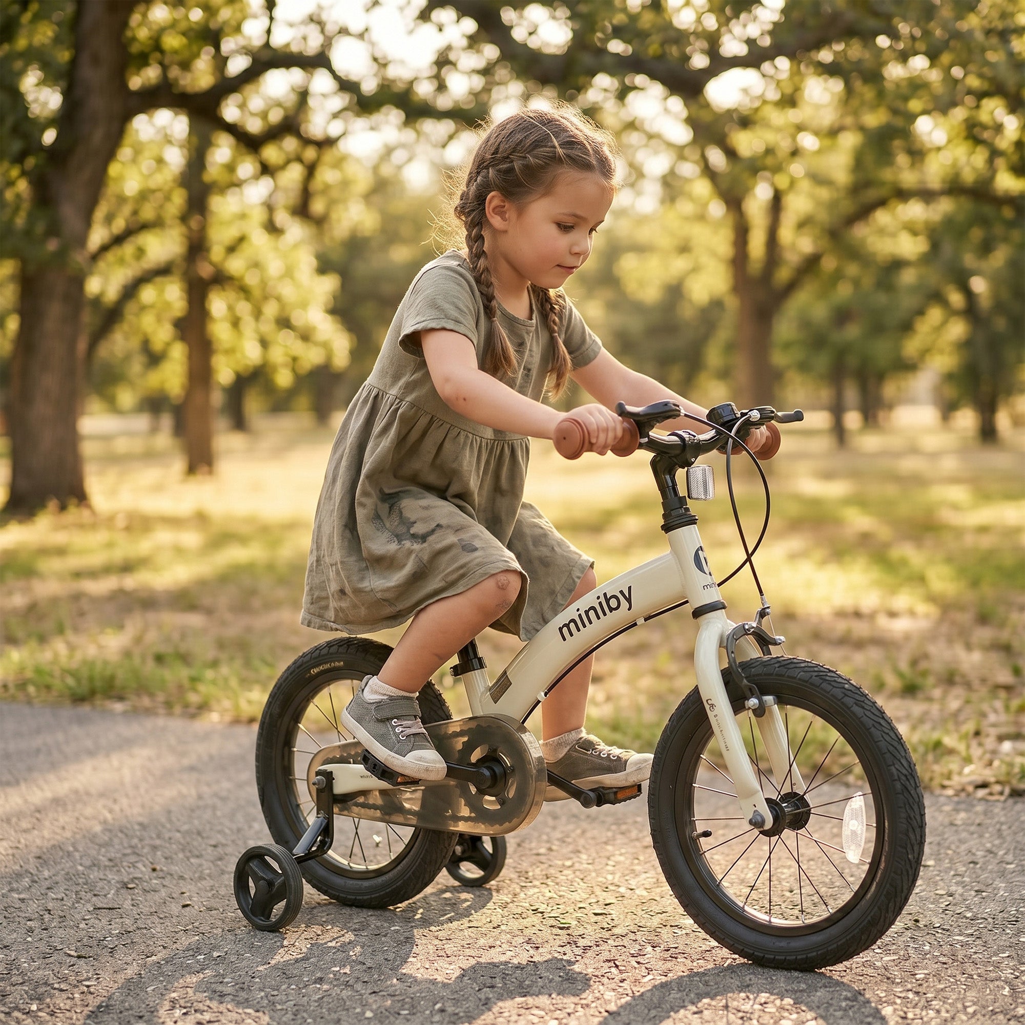 Qplay Miniby Vélo pour enfants 14 pouces - 3 en 1 - vélo d'équilibre - Crème