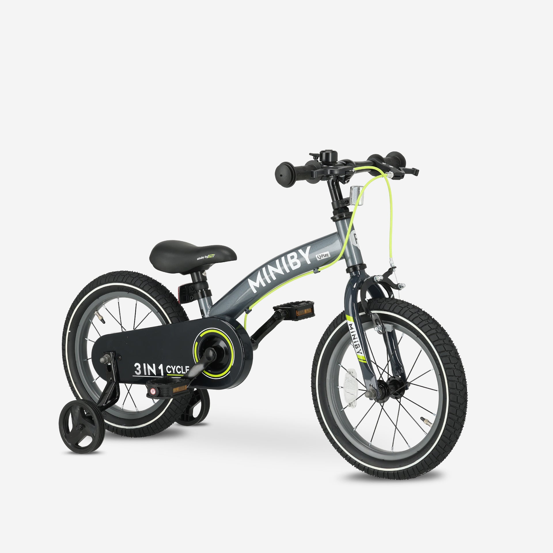 Qplay Miniby Kinderfahrrad 14 Zoll - 3 in 1 - Balance Fahrrad