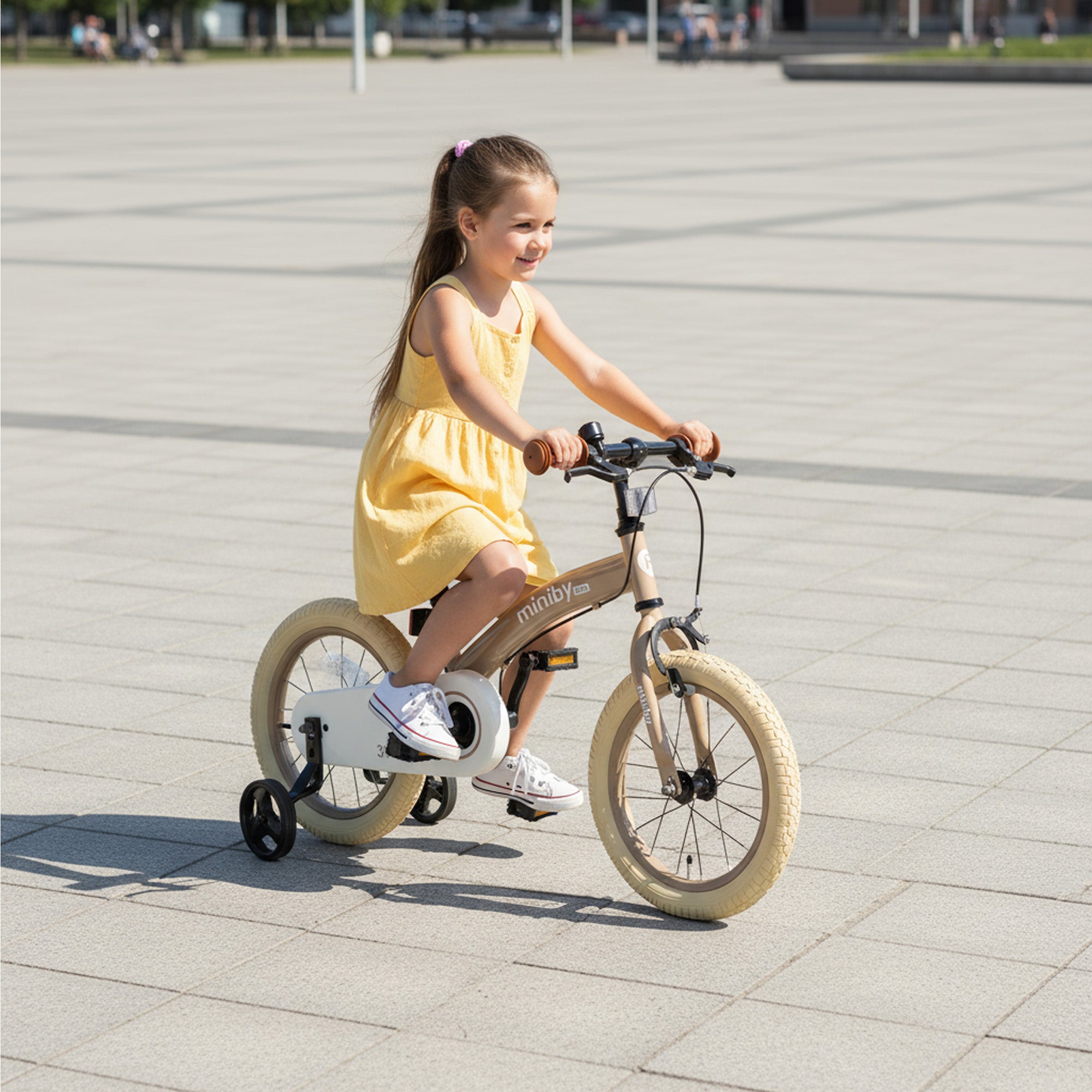 Qplay Miniby Kinderfiets 14 inch - 3 in 1 - loopfiets - Mocha