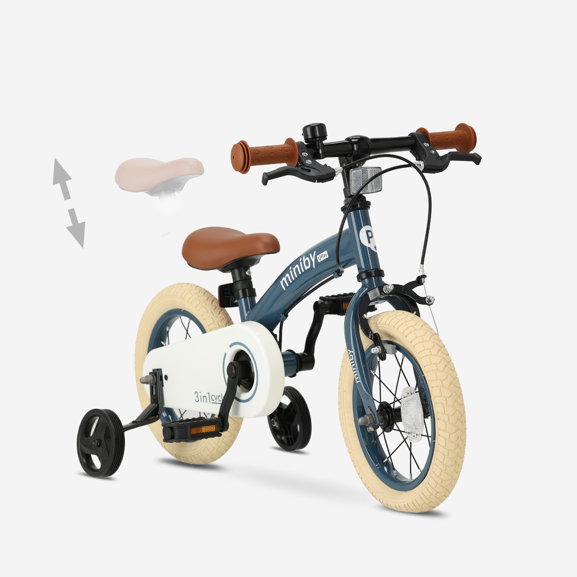 Qplay Miniby Kinderfiets 12 inch - 3 in 1 - loopfiets - Steel