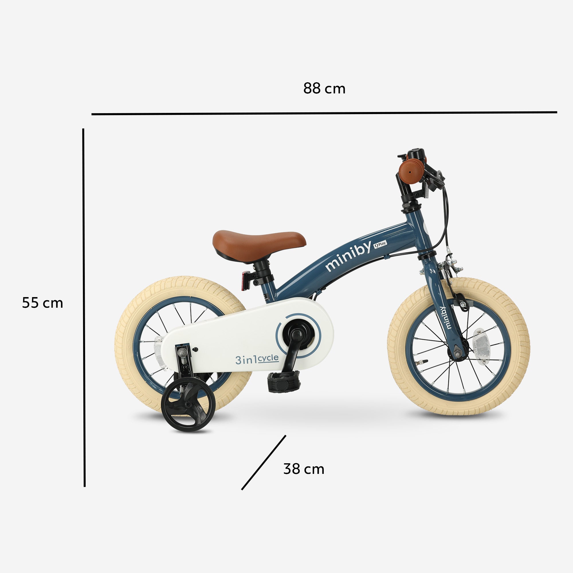 Qplay Miniby Kinderfiets 12 inch - 3 in 1 - loopfiets - Steel