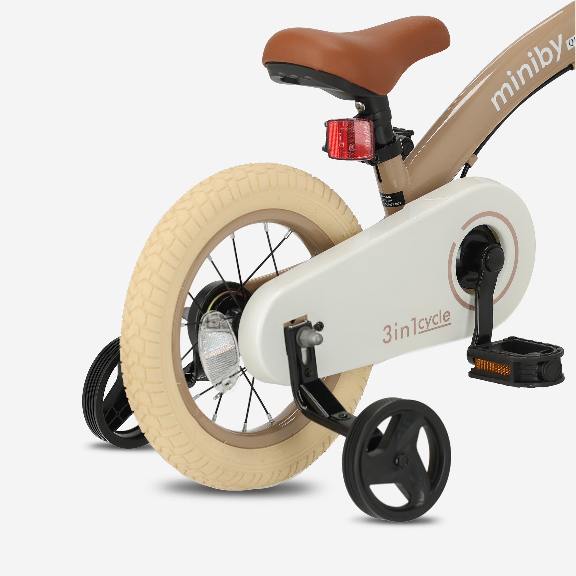 Qplay Miniby Kinderfiets 12 inch - 3 in 1 - loopfiets - Mocha