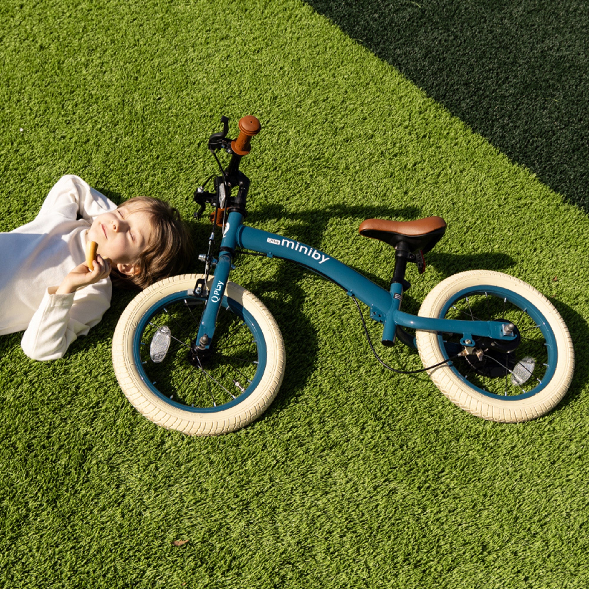 Qplay Miniby Kinderfiets 14 inch - 3 in 1 - loopfiets - Steel