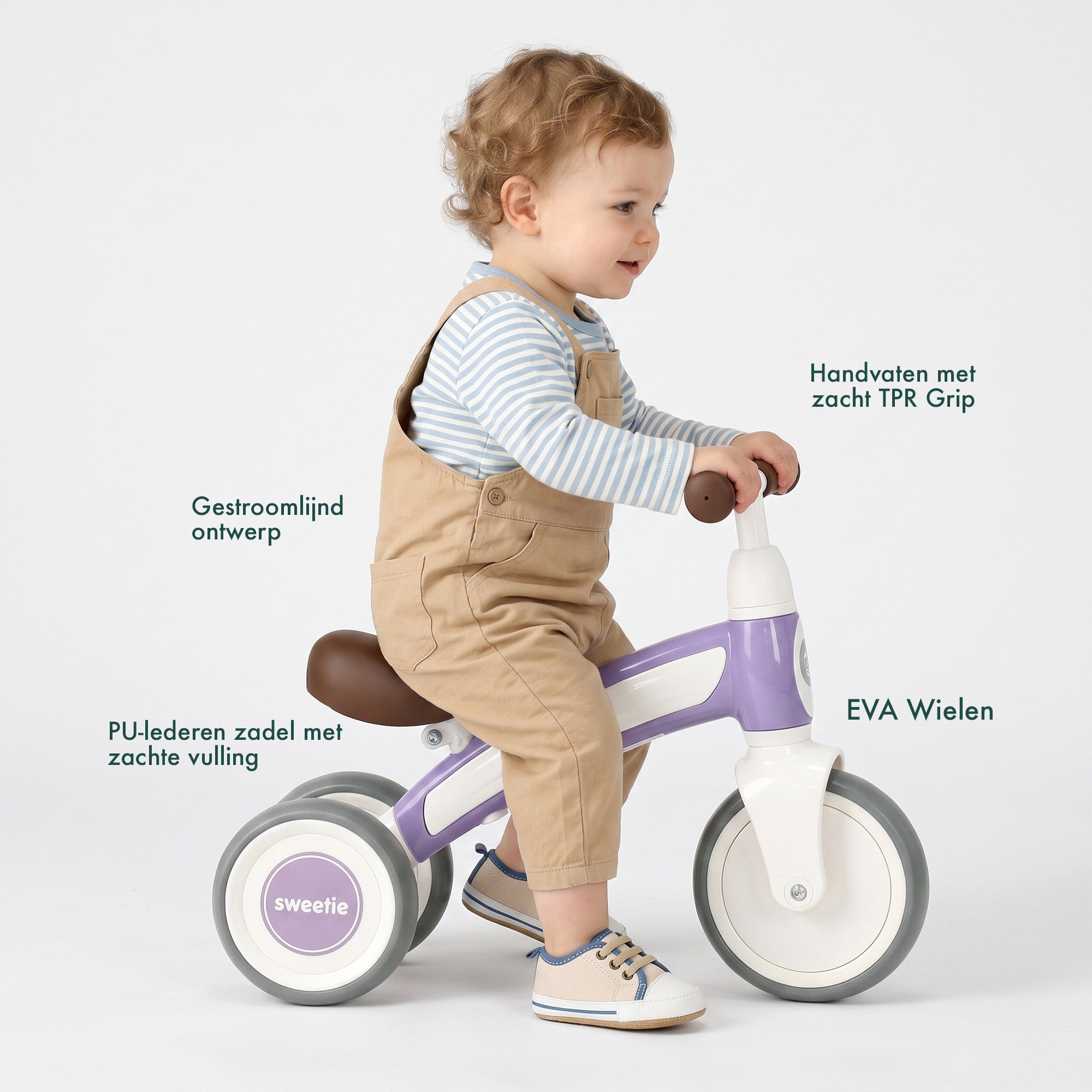 Qplay Sweetie Loopfiets - Driewieler 1-3 Jaar - Peuterfiets - Paars