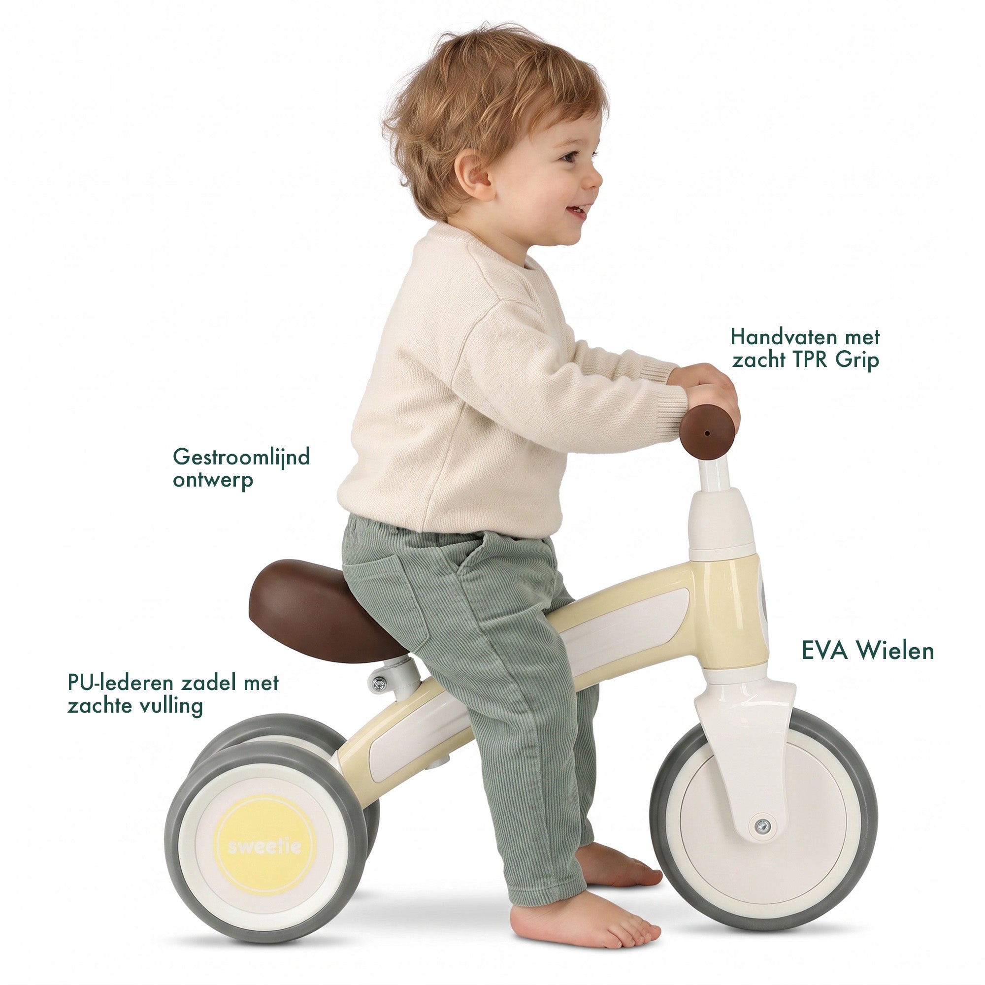 Qplay Sweetie Loopfiets - Driewieler 1-3 Jaar - Peuterfiets - Geel