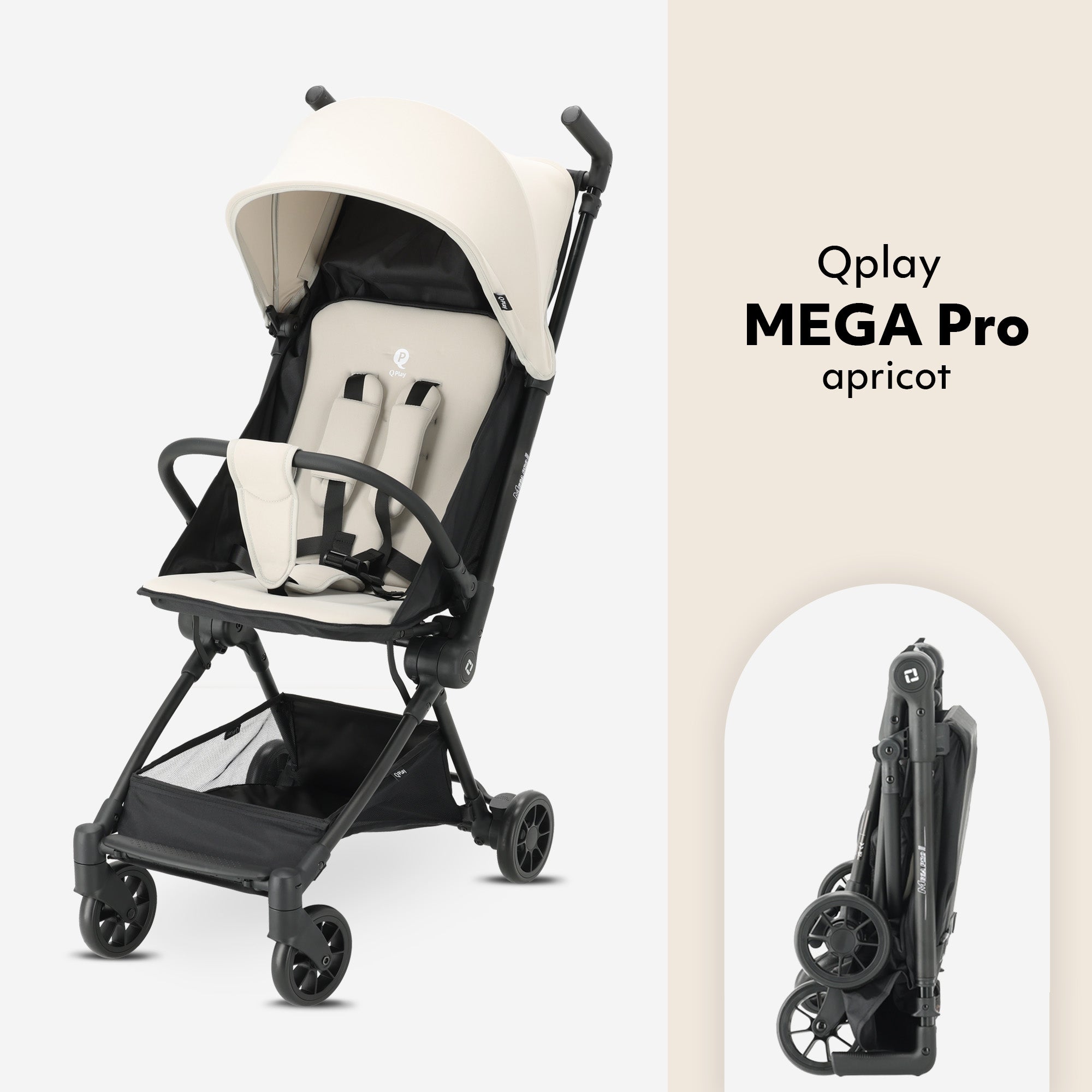 Qplay Mega Pro Lichtgewicht Buggy – Apricot