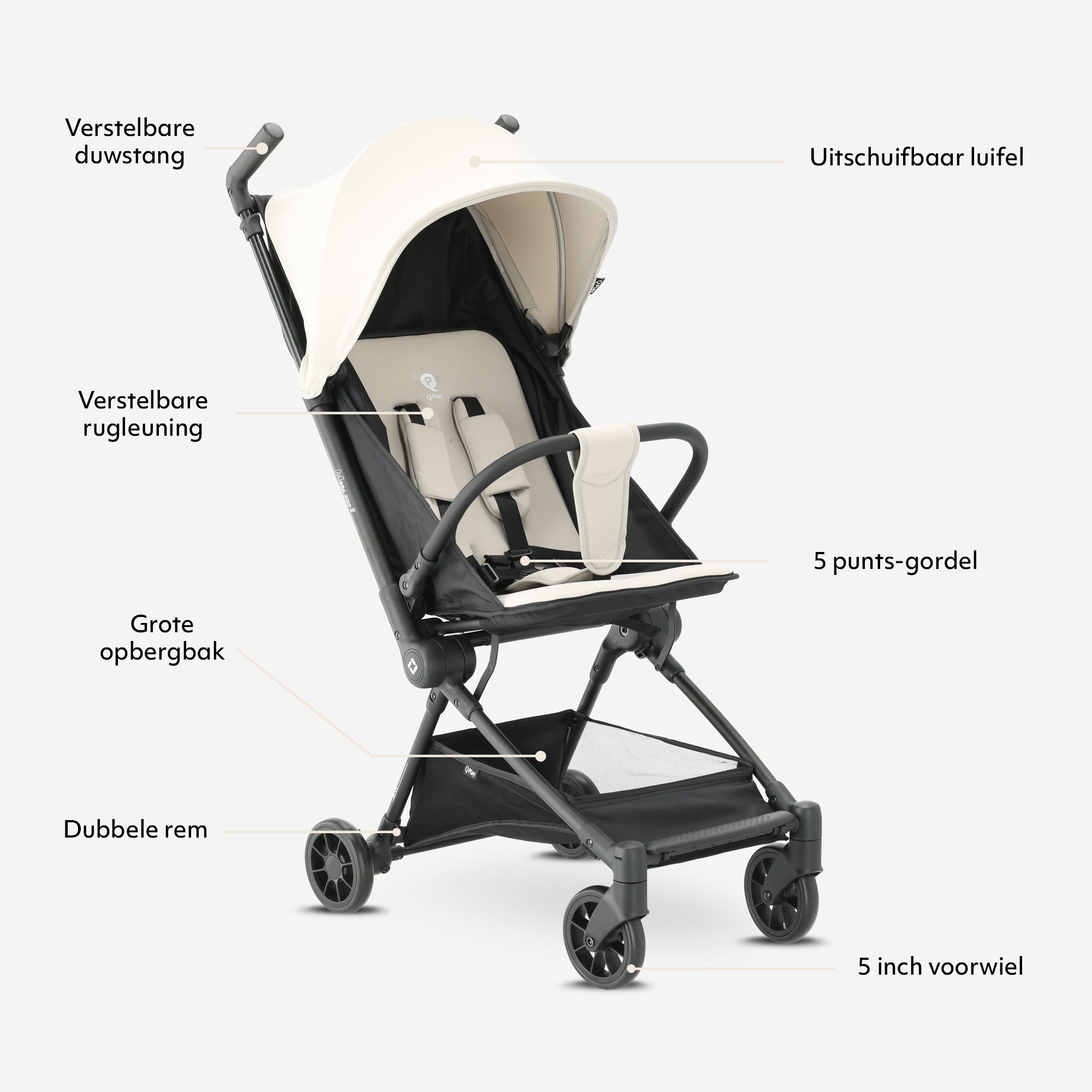 Qplay Mega Pro Lichtgewicht Buggy – Apricot