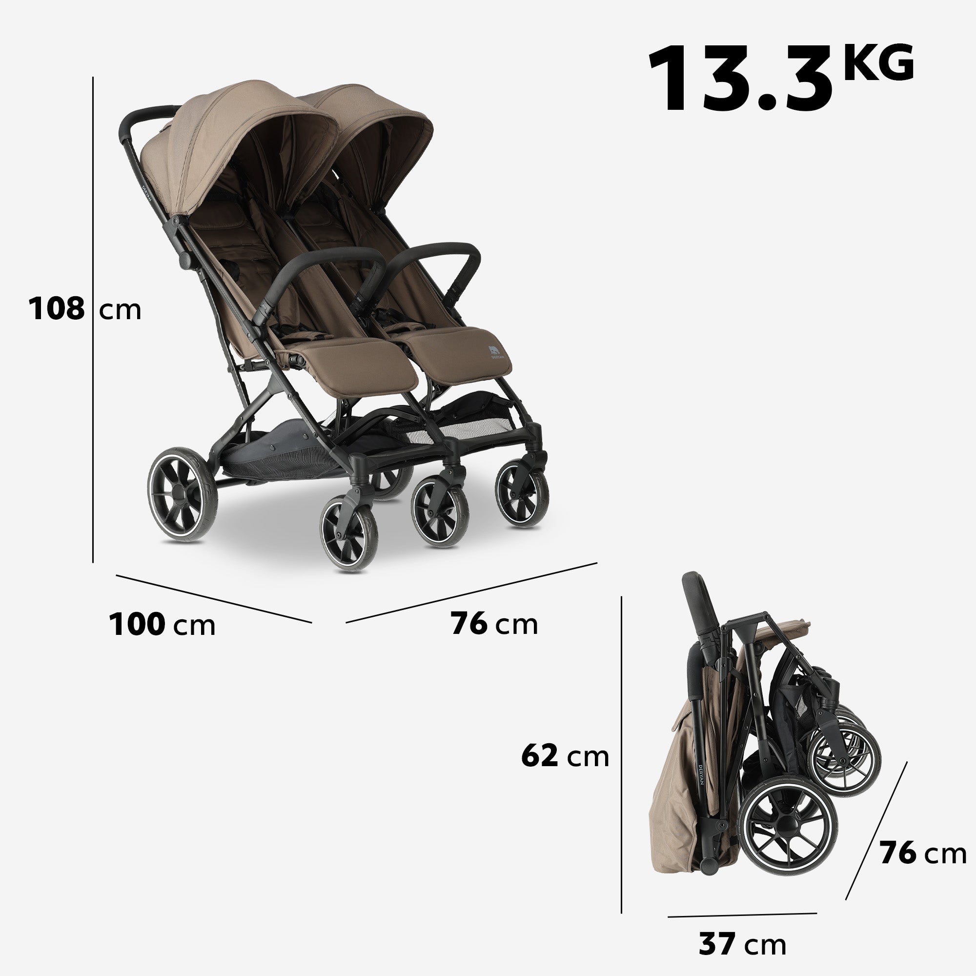 Deryan Rolo DuoBuggy X2 XL Hazel