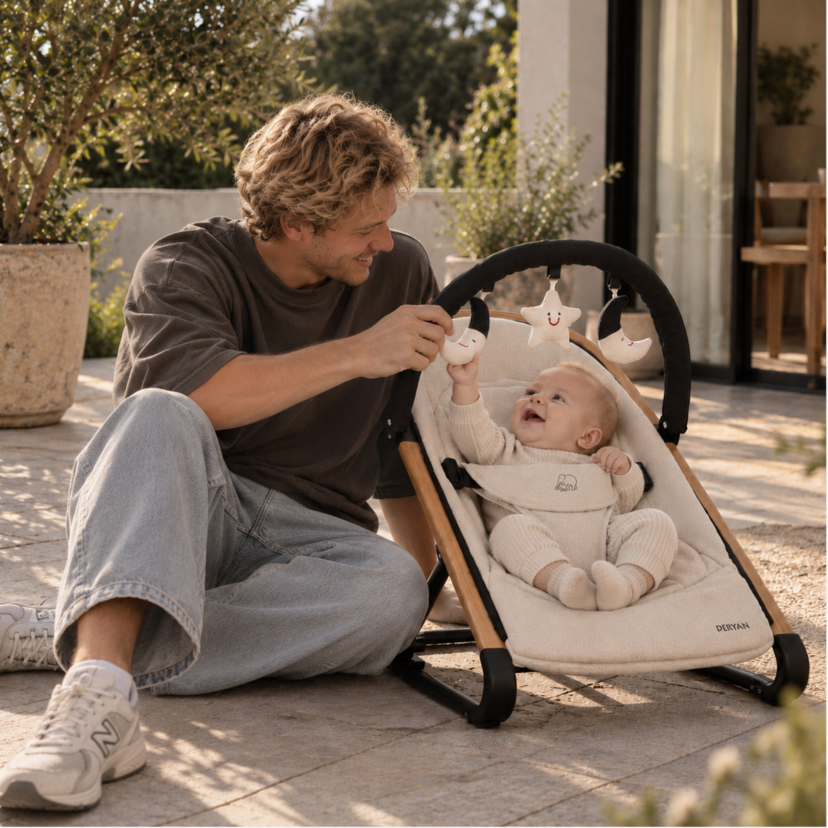 Deryan Rocker Luxe 2-in-1 Wipstoel - Cream