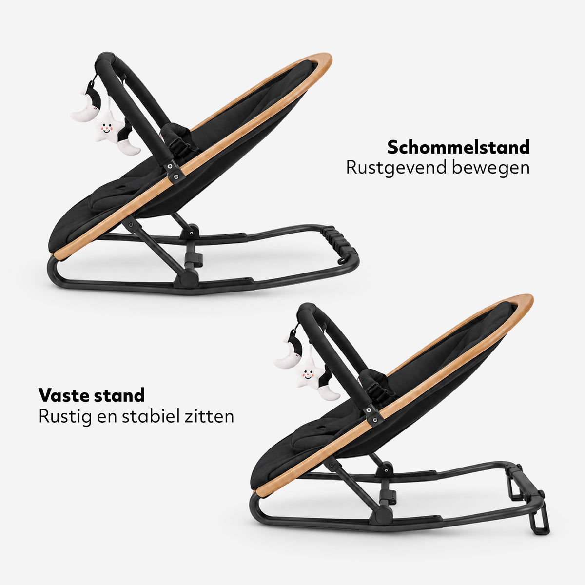 Deryan Rocker Luxe 2-in-1 Wipstoel - Zwart