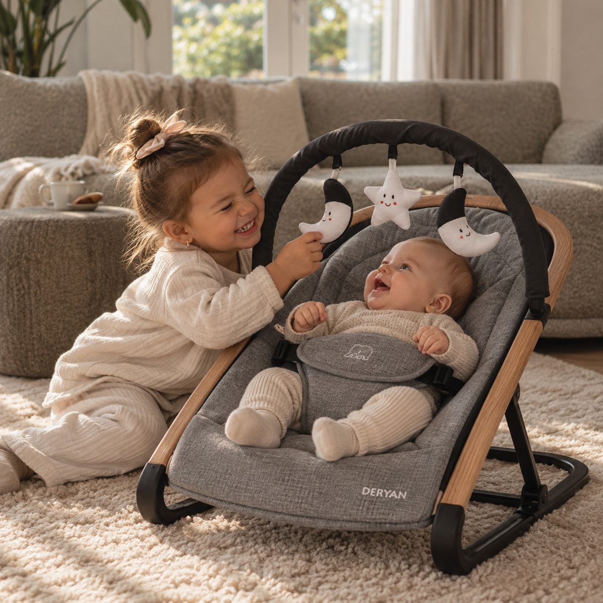 Deryan Rocker Luxe 2-in-1 Wipstoel - Grijs