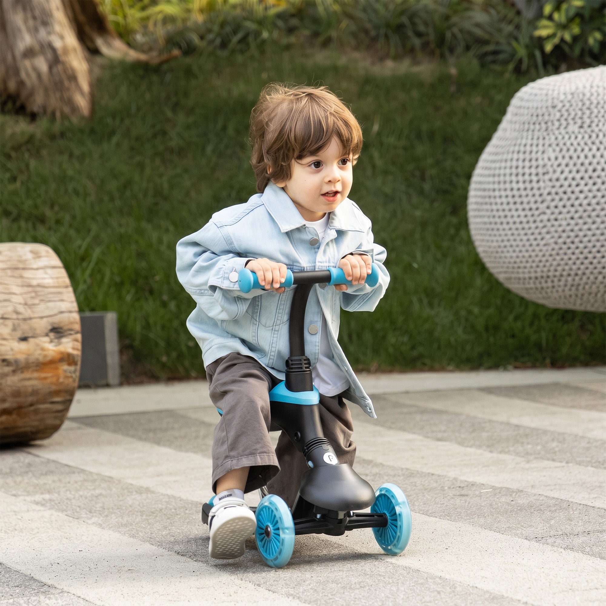 Qplay Sema Evo Kinderstep - 6-in-1 step - LED wielen - Blauw