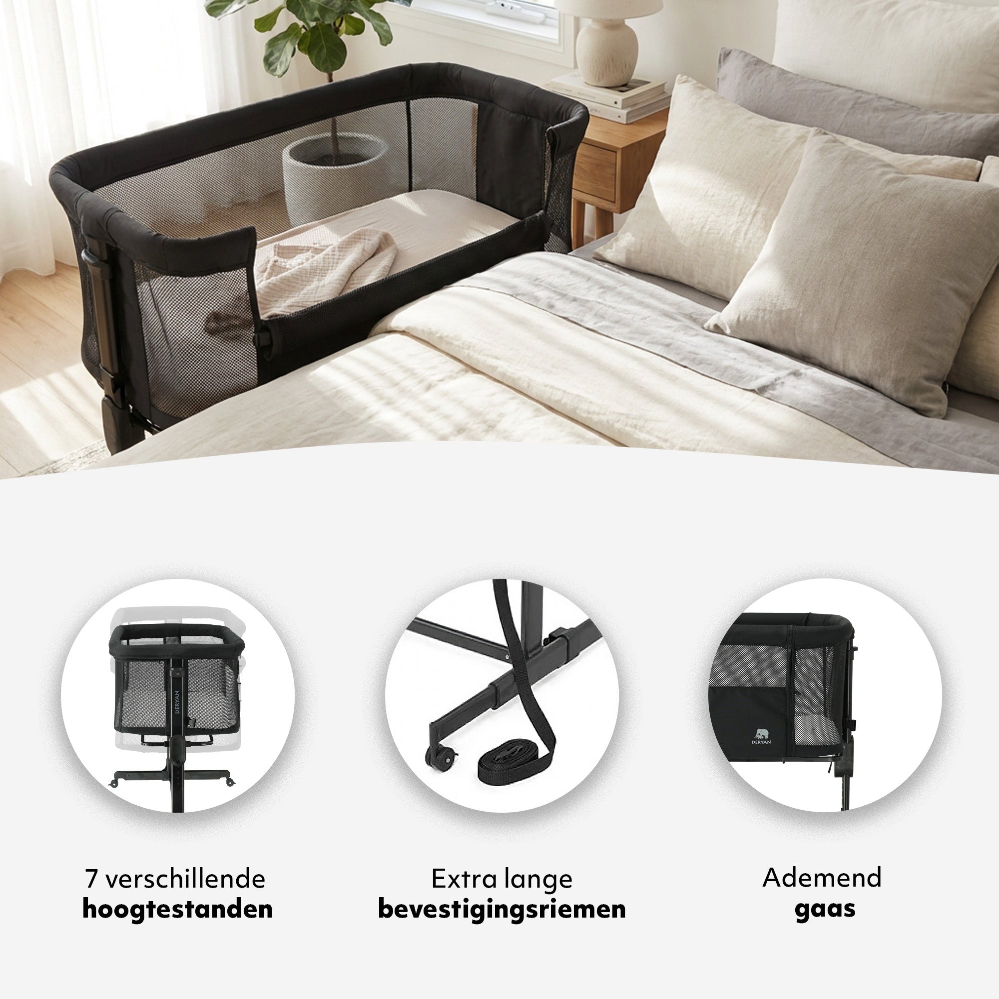 Co-Sleeper Snoozy Wieg - Zwart