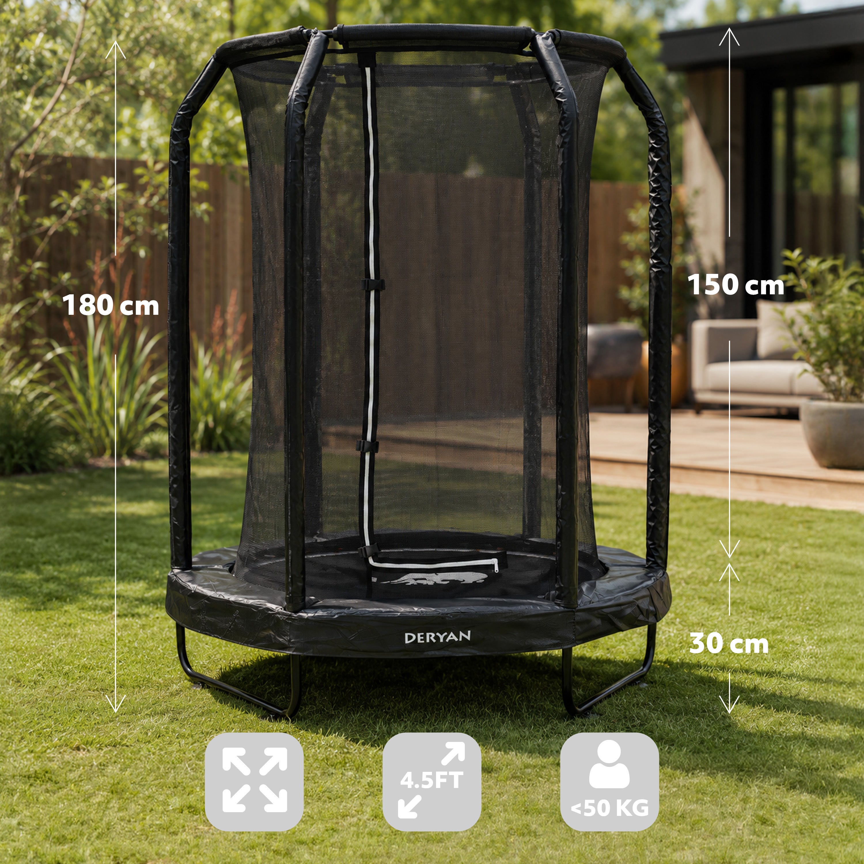 Kindertrampoline 140 cm met Veiligheidsnet - Zwart