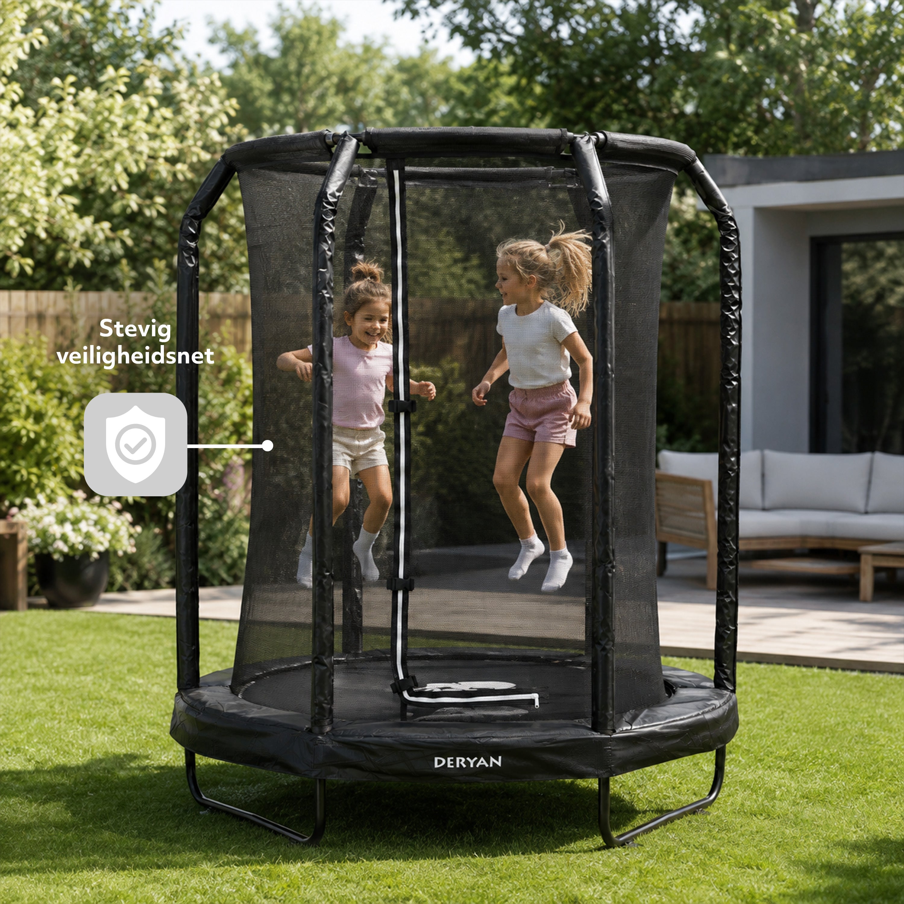 Kindertrampoline 140 cm met Veiligheidsnet - Zwart