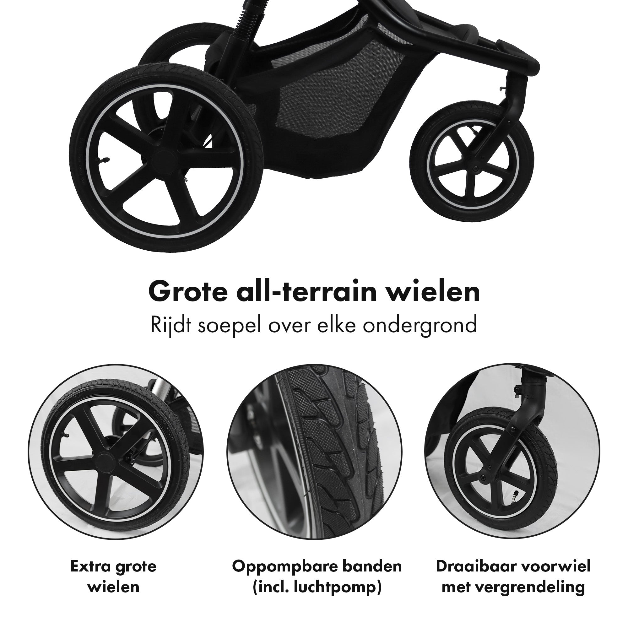 Deryan Luxe Bolt hardloop kinderwagen Zwart