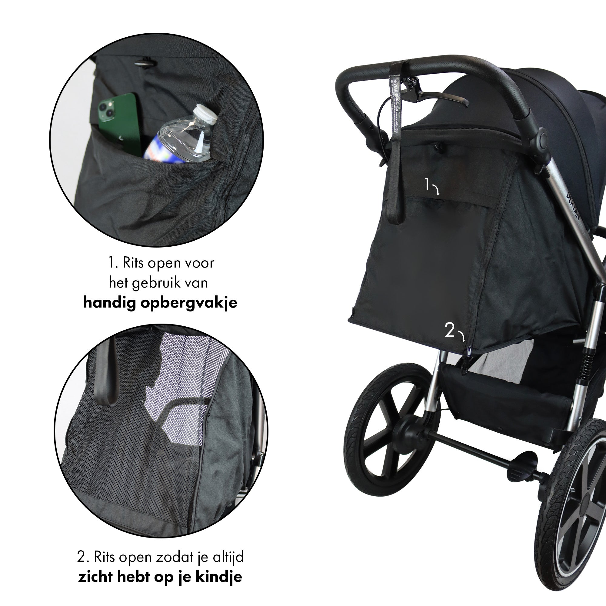 Deryan Luxe Bolt hardloop kinderwagen Zwart