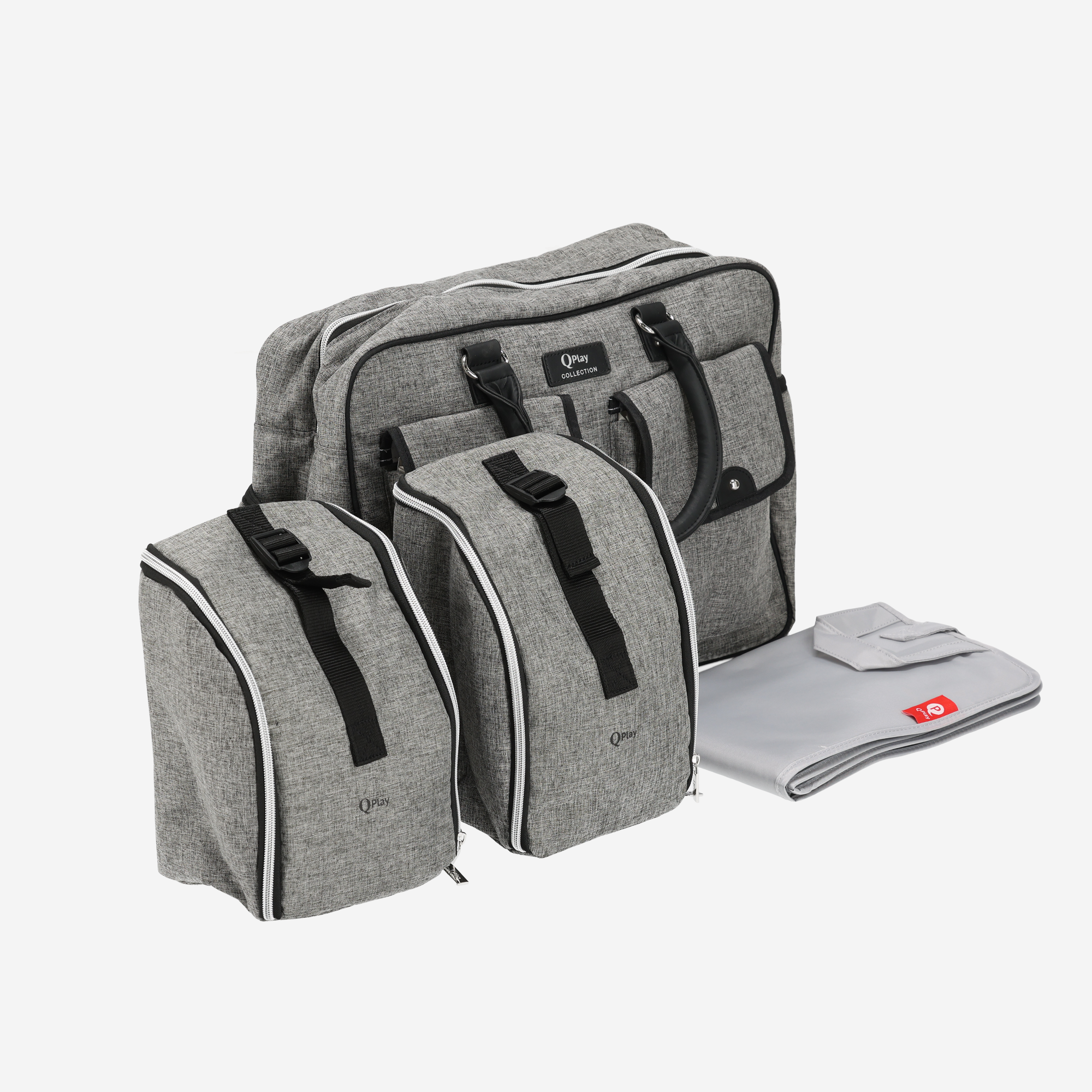 Qplay Wickeltasche Set Grau