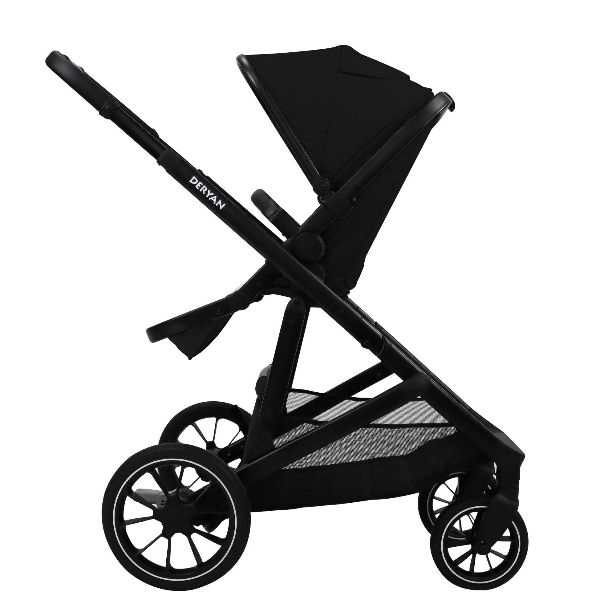 Deryan Evy V2 Kinderwagen 2in1 - Duo Kinderwagen - Uitbreidbaar inclusief reiswieg en zitje - Zwart