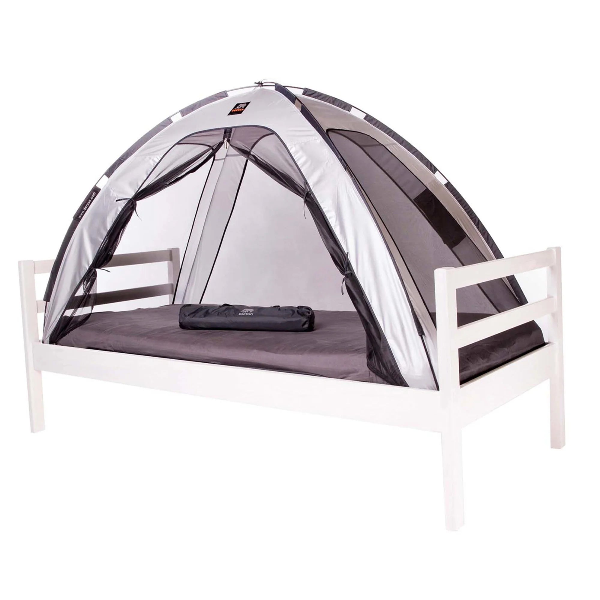 Bedtent Klamboe Zilver - 200x90cm - Hoogste kwaliteit Muggennet