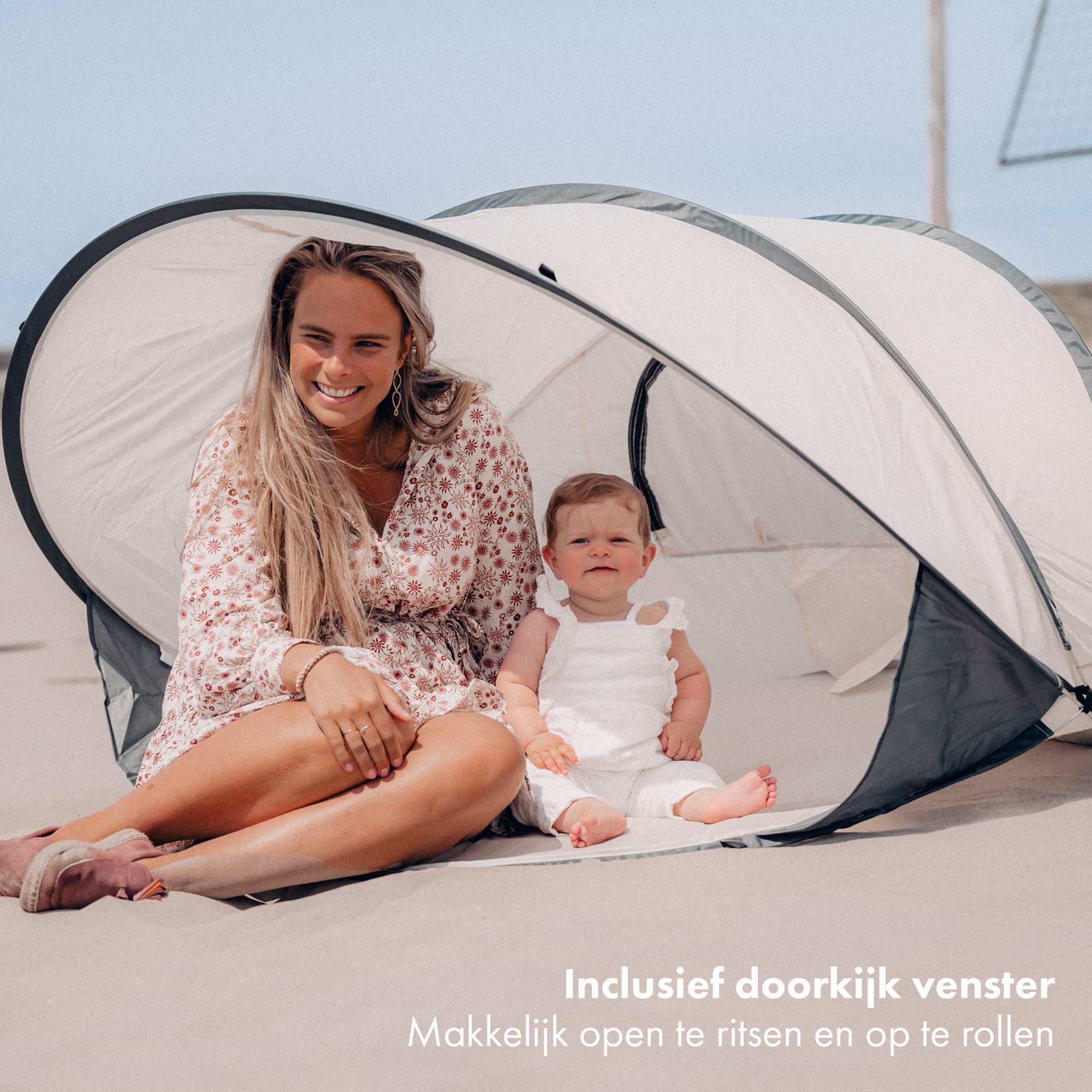 Deryan Luxe Pop Up Strandtent XXL - Anti-UV 50+ - Cream