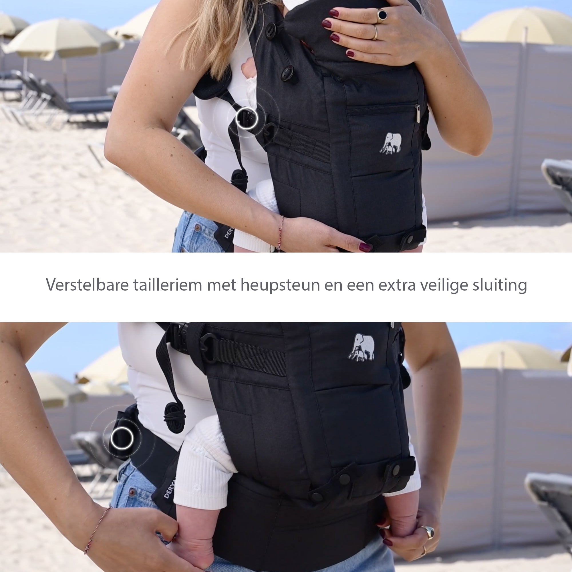 Deryan Ergonomic Baby Carrier - Belly Carrier 4-in-1 - Black