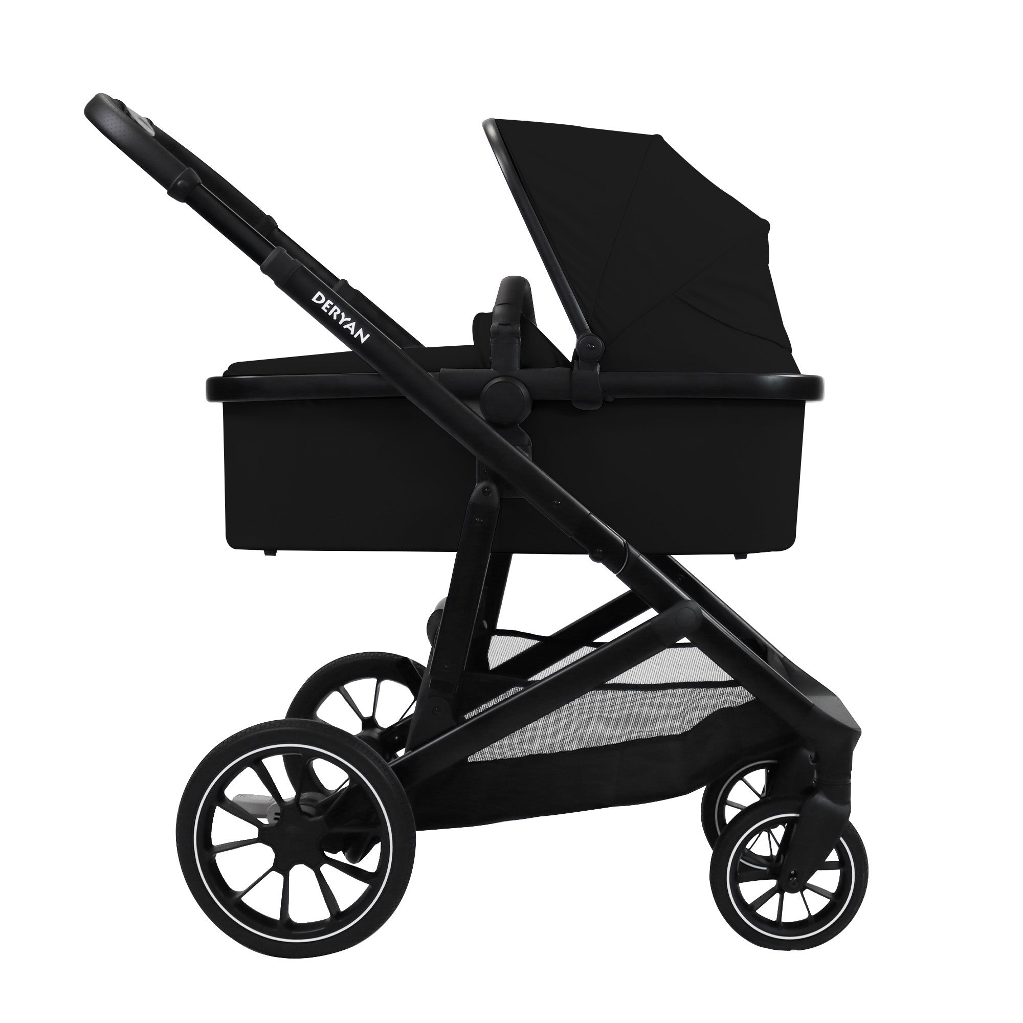 Deryan Evy V2 Kinderwagen 2in1 - Duo Kinderwagen - Uitbreidbaar inclusief reiswieg en zitje - Zwart