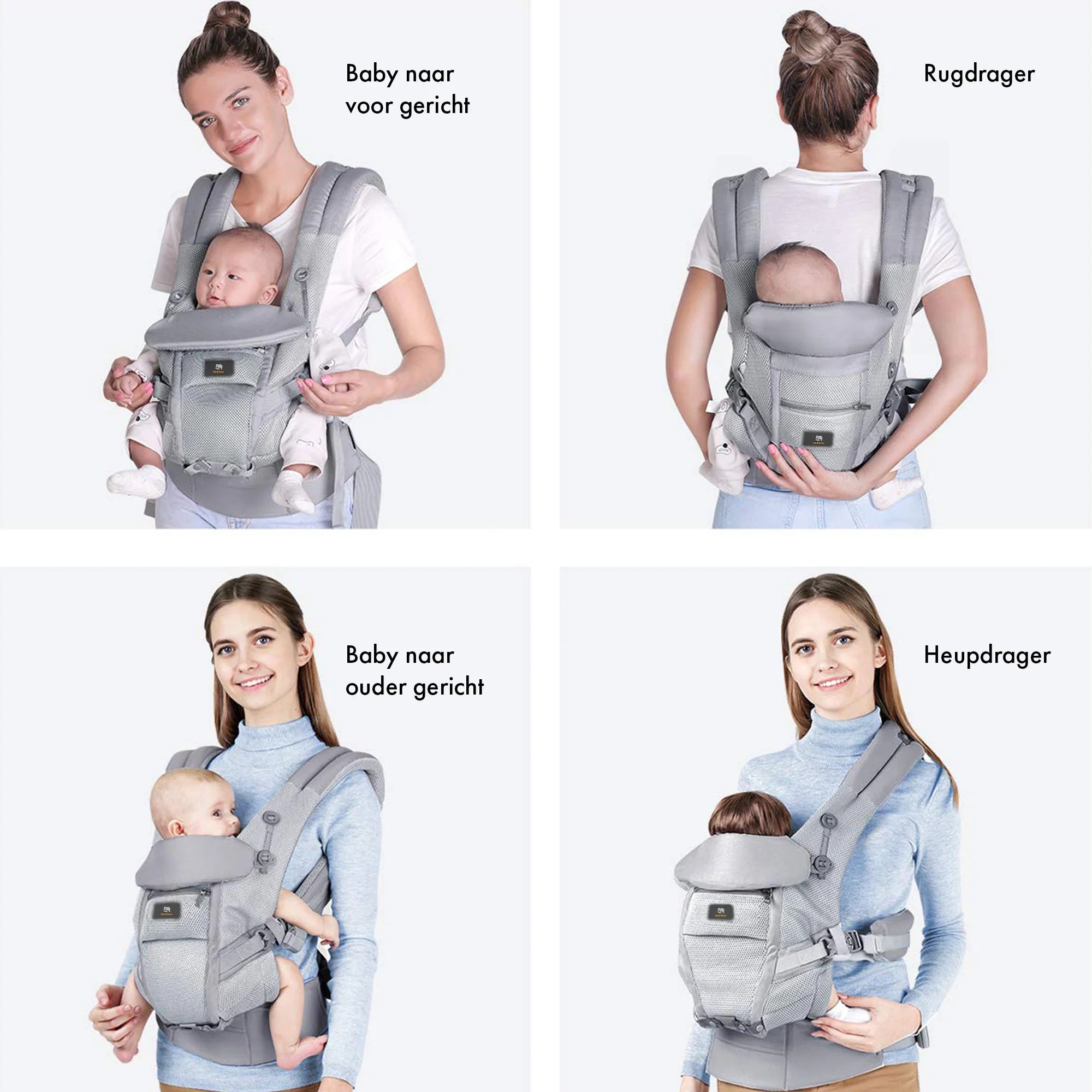 Deryan Ergonomic Baby Carrier - Belly Carrier 4-in-1 Gray