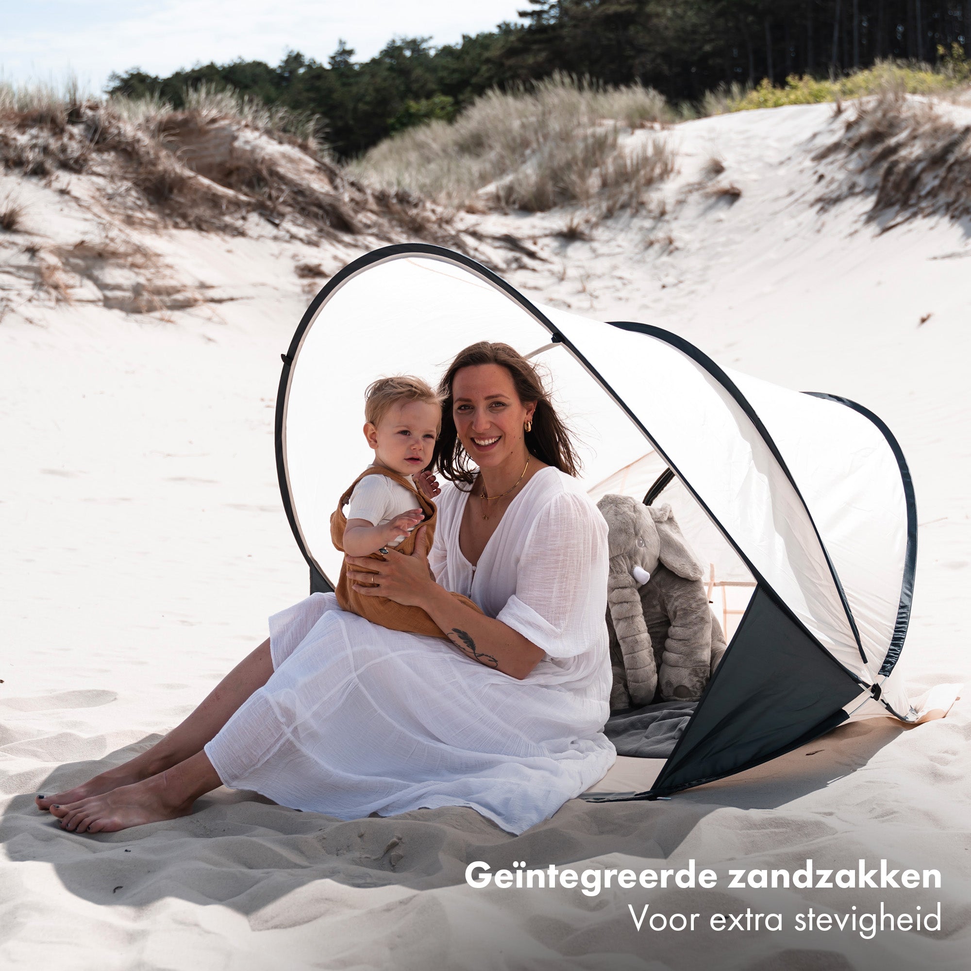 Deryan Luxe Pop Up Strandtent XXL - Anti-UV 50+ - Cream