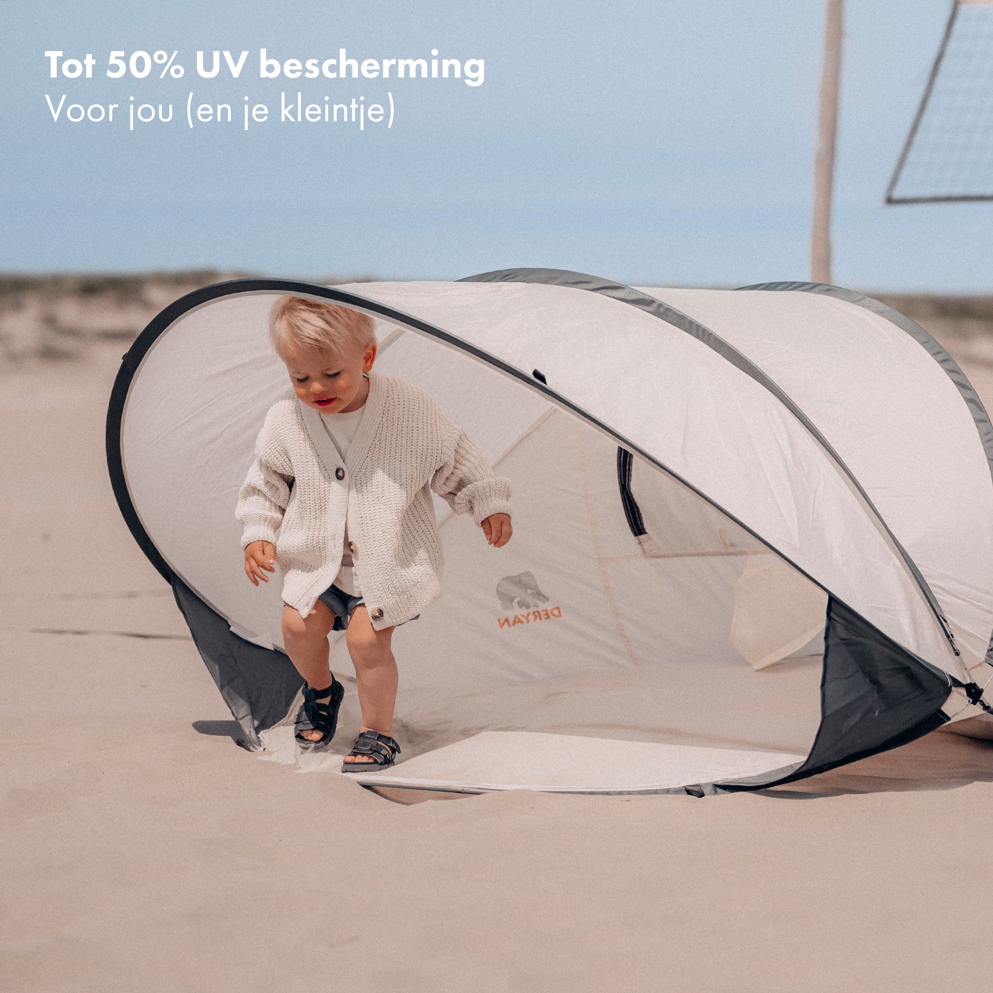 Deryan Luxe Pop Up Strandtent XXL - Anti-UV 50+ - Cream