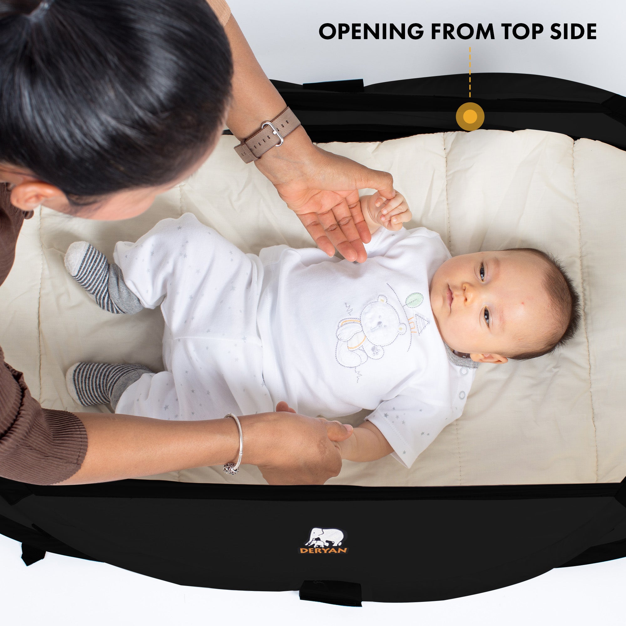 Deryan Infant BabyBox Campingbedje - Baby klamboe - Zwart